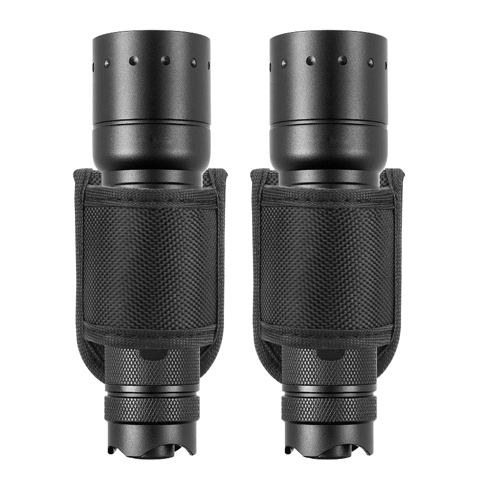 Flashlight Holster for Duty Belt, 2 Pack D Cell Open Top Compact Light Holder Case, Nylon Light Holster Pouch UIInosoo Carry Tac