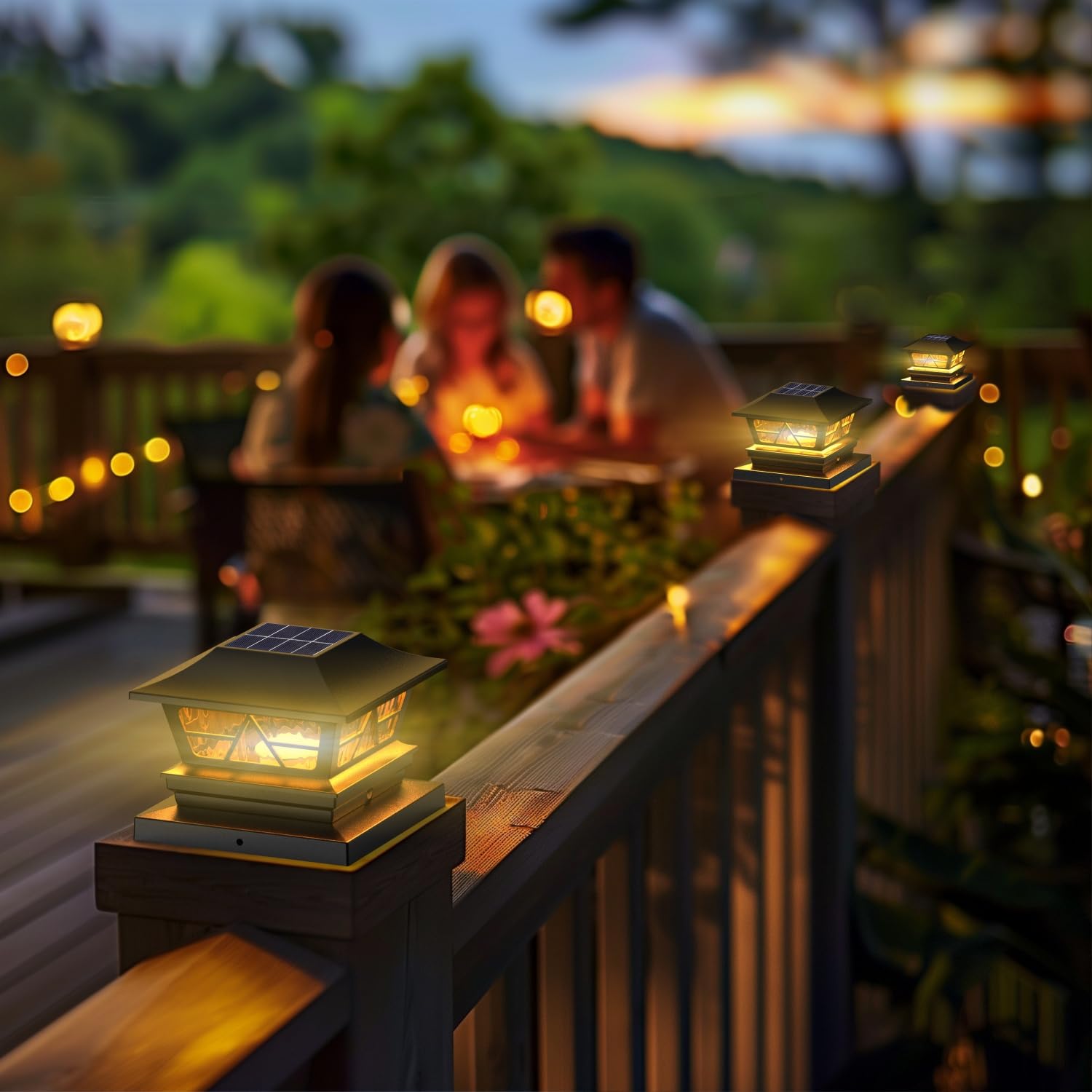 Viewsun Solar Post Lights, Waterproof RGB Color Changing, 8 Pack, Black, for 4x4 5x5 6x6 Vinyl/Wooden Fence, Model VV-LT111