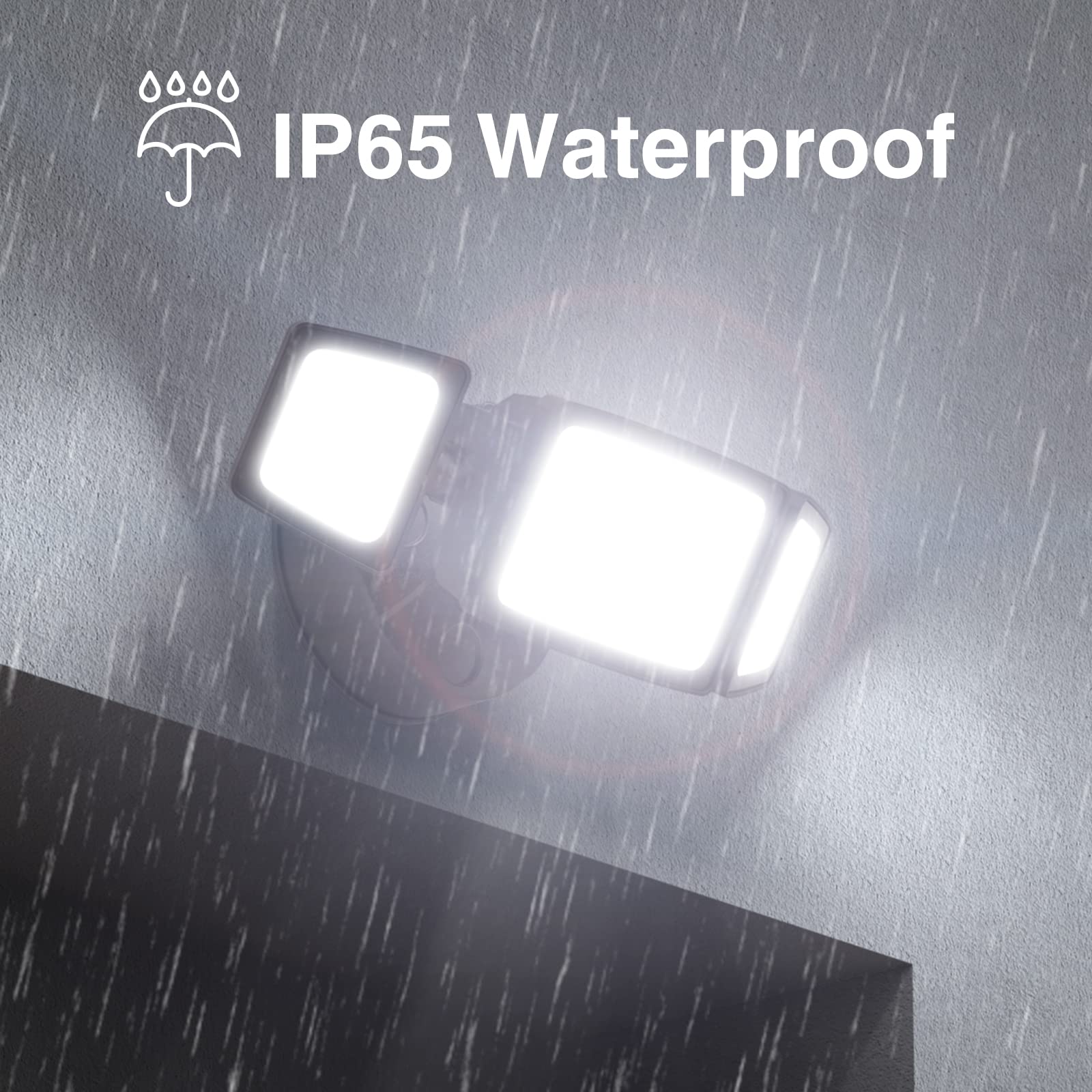 Onforu 60W LED Dusk to Dawn Flood Light, 6000LM, IP65 Waterproof, 3 Adjustable Heads, 6500K, Brown, Model B60