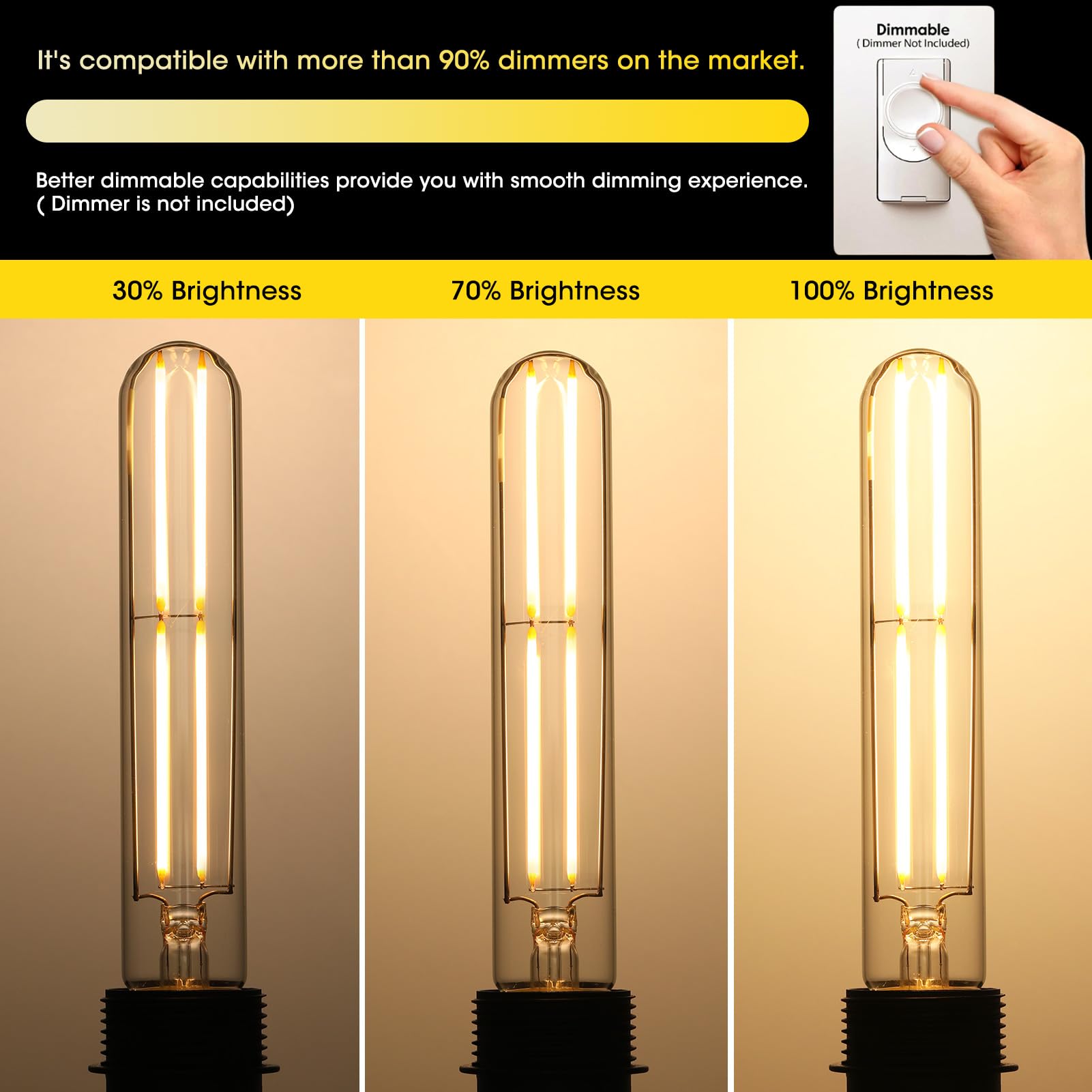 Gozelux Dimmable E26 Light Bulb 6W Equal 60 Watt Led Light Bulbs Ac120V Warm White 2700K Edison 60 Watt 750Lm T10 Bulb For Rusti