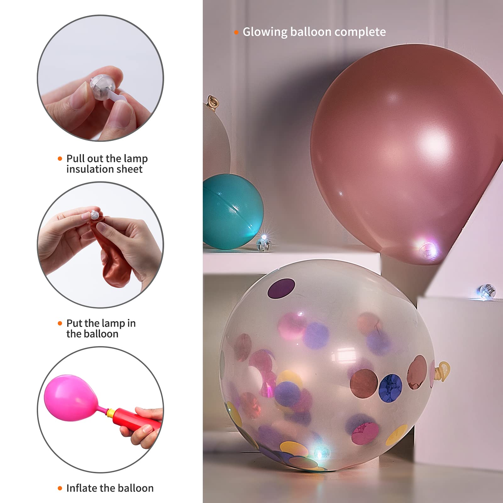 Aogist Yellow LED Balloon Light - 100pcs Waterproof Mini Lamp, Model 2, Normal Size for Party, Wedding, Birthday, Festival, Christmas