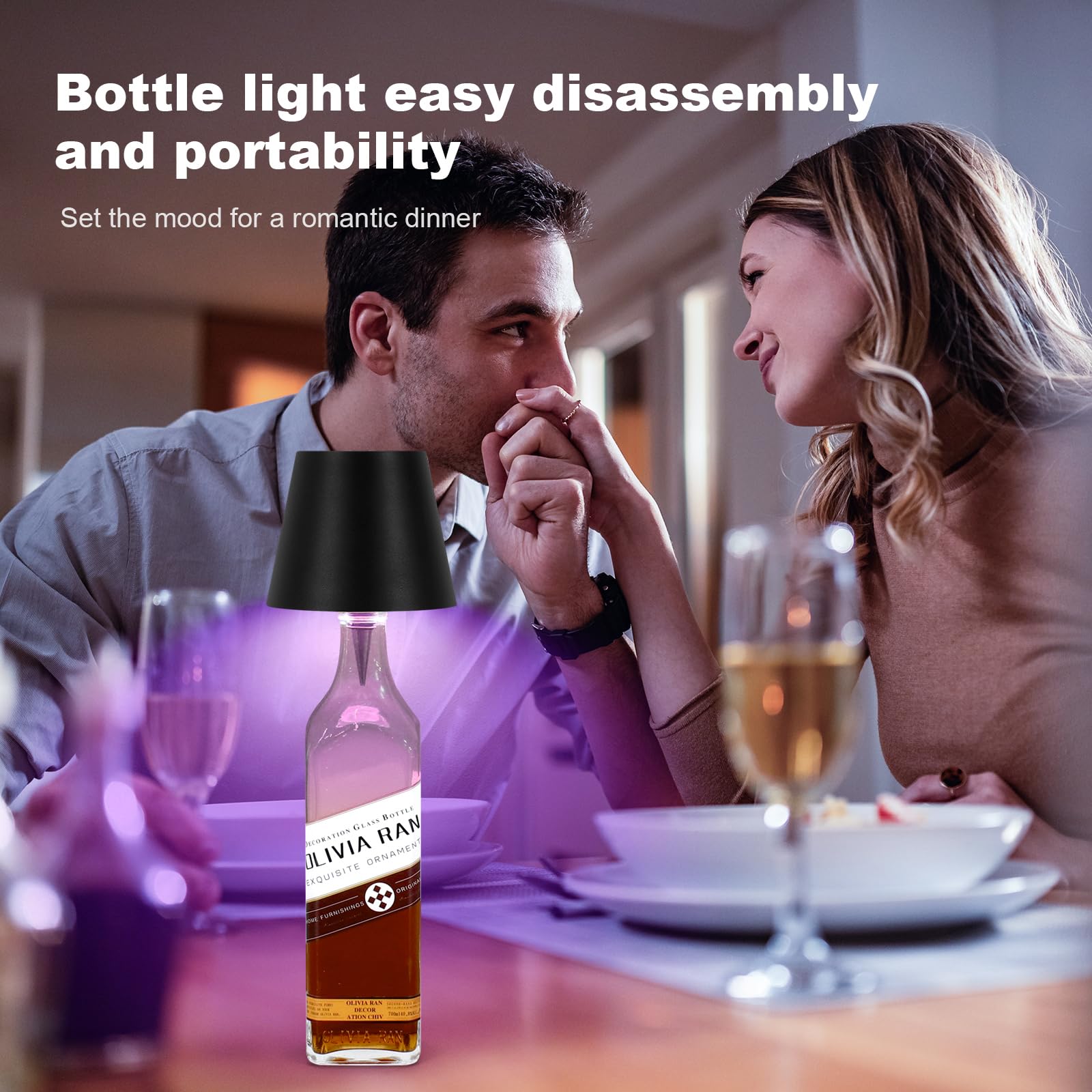 Soudfk 2025 New Wireless Bottle Lamp,Rgb Led Bottle Light With Remote(Rgb Black, 1Pc)