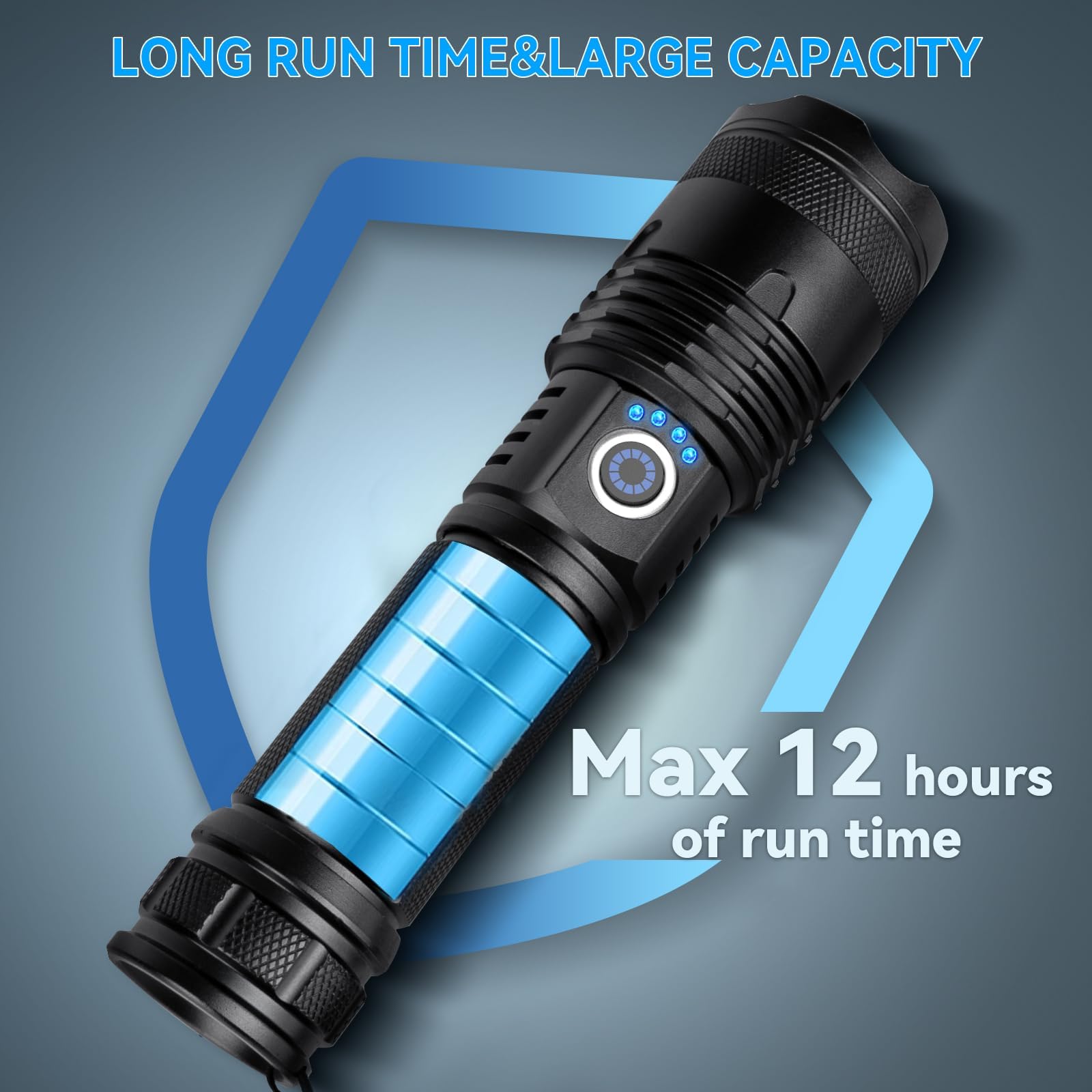 Sigoobal Flashlights High Lumens, 990000 Lumens Led Flashlight Rechargeable, 5 Modes, Adjustable Beam & 12H Running Time, Powerf