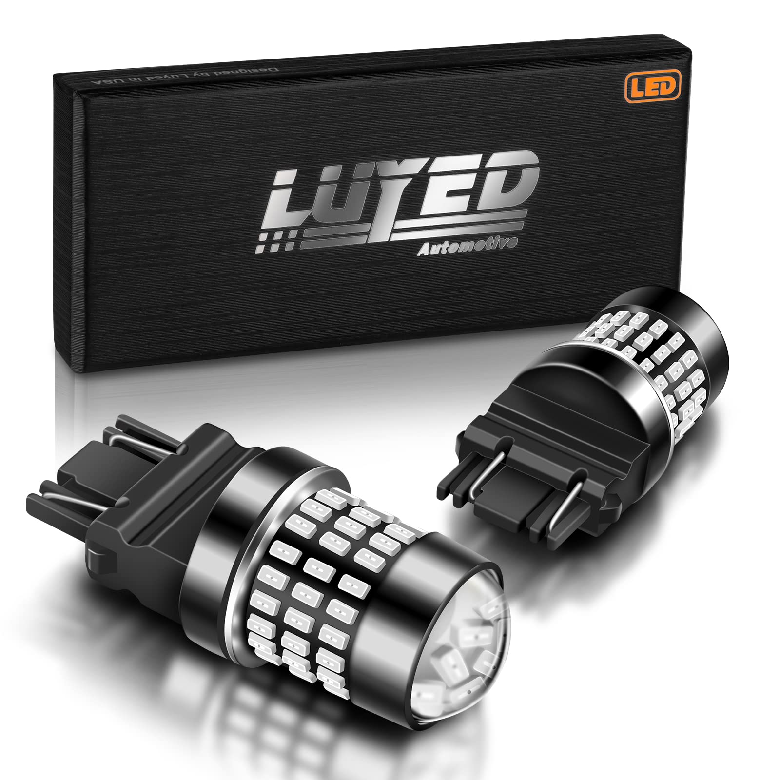 LUYED 3157 LED Bulb Red for Brake Lights 400% Brighter 12-24v Super Bright 3056 3156 3057 4157 LED Bulbs with Projector for Tail