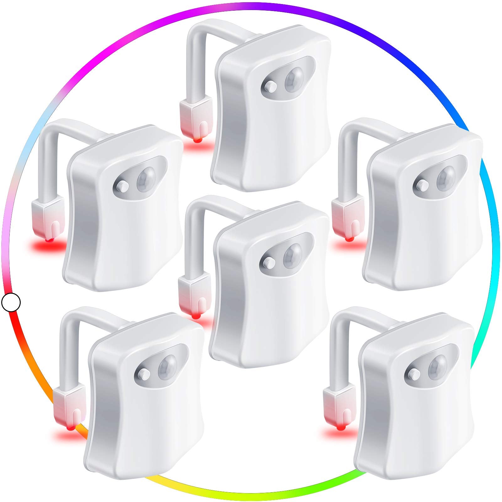 Honoson Toilet Night Light Lamp, Motion Activated, 16-Color, PVC Material, Model S7882, Battery Not Included