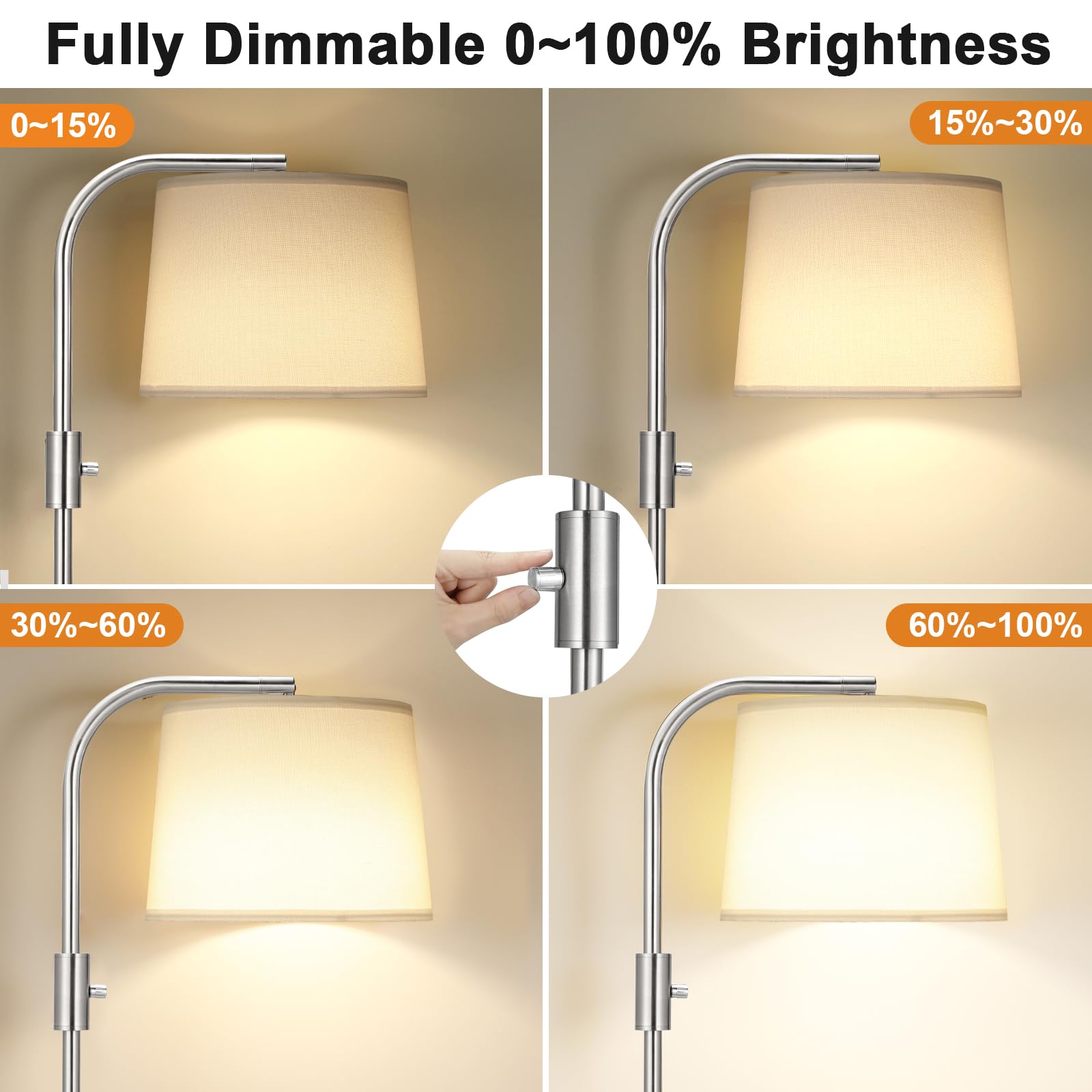 Ambimall ?????????? ???????????????? ?????????? ???????? - Floor Lamps 9W Led Light Bulbs, Standing Lamps For Living Room, Moder
