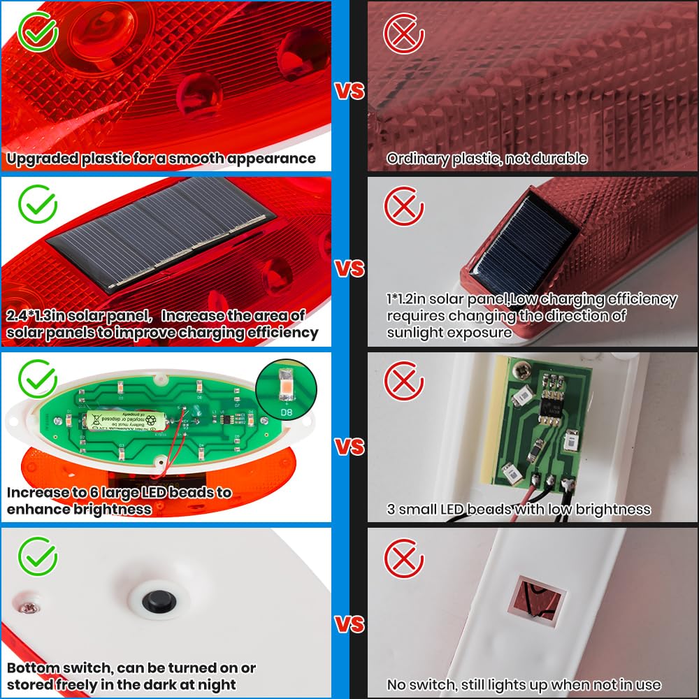 Solar Strobe Warning Light Sensitive Led Warning Lamp Super Bright Ip65 Waterproof Light Control Flashing Beacon Barricade Const