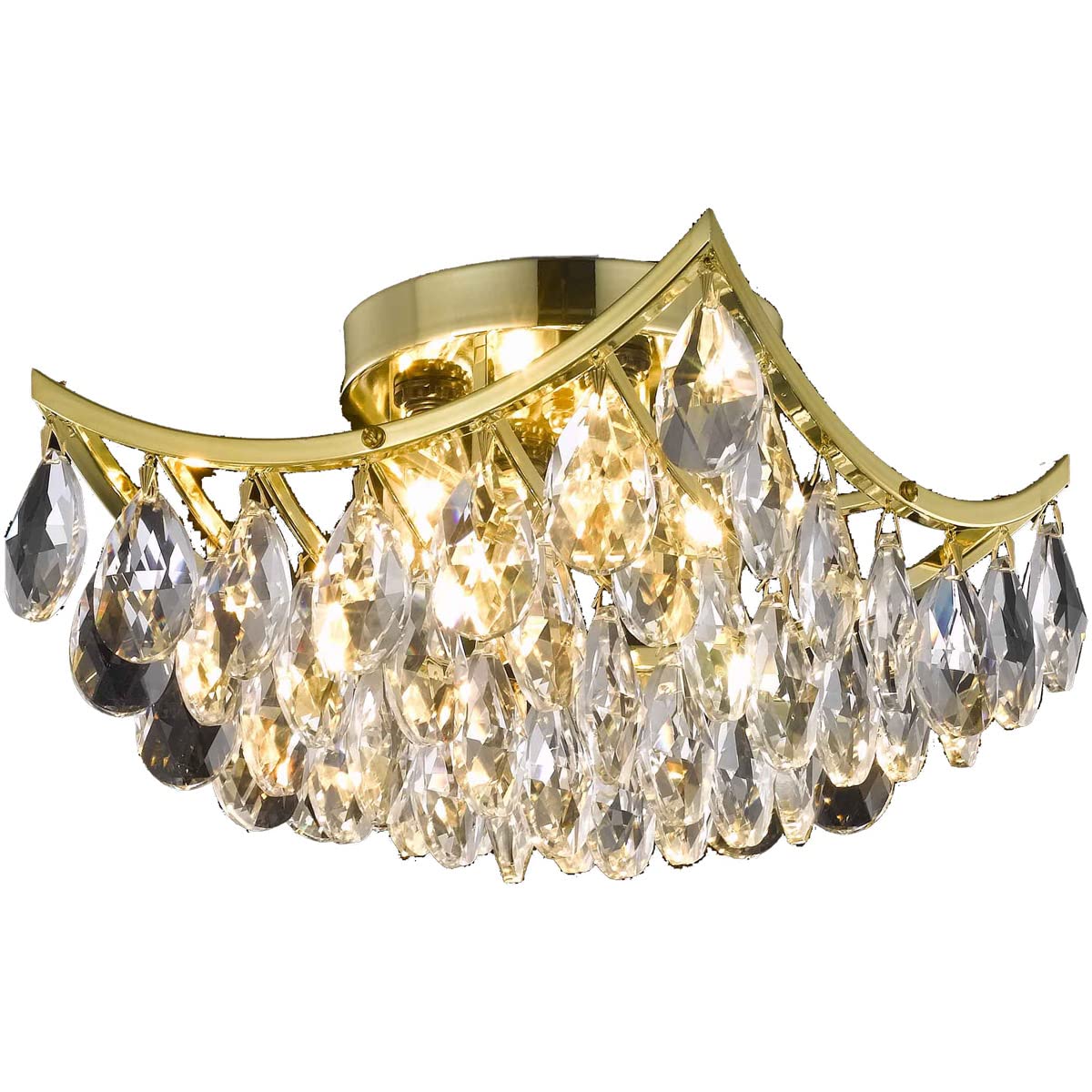 Living District Clara 4-Light Flush Mount - Gold Metal, Transitional Design, Model Ld9800F12G(872)