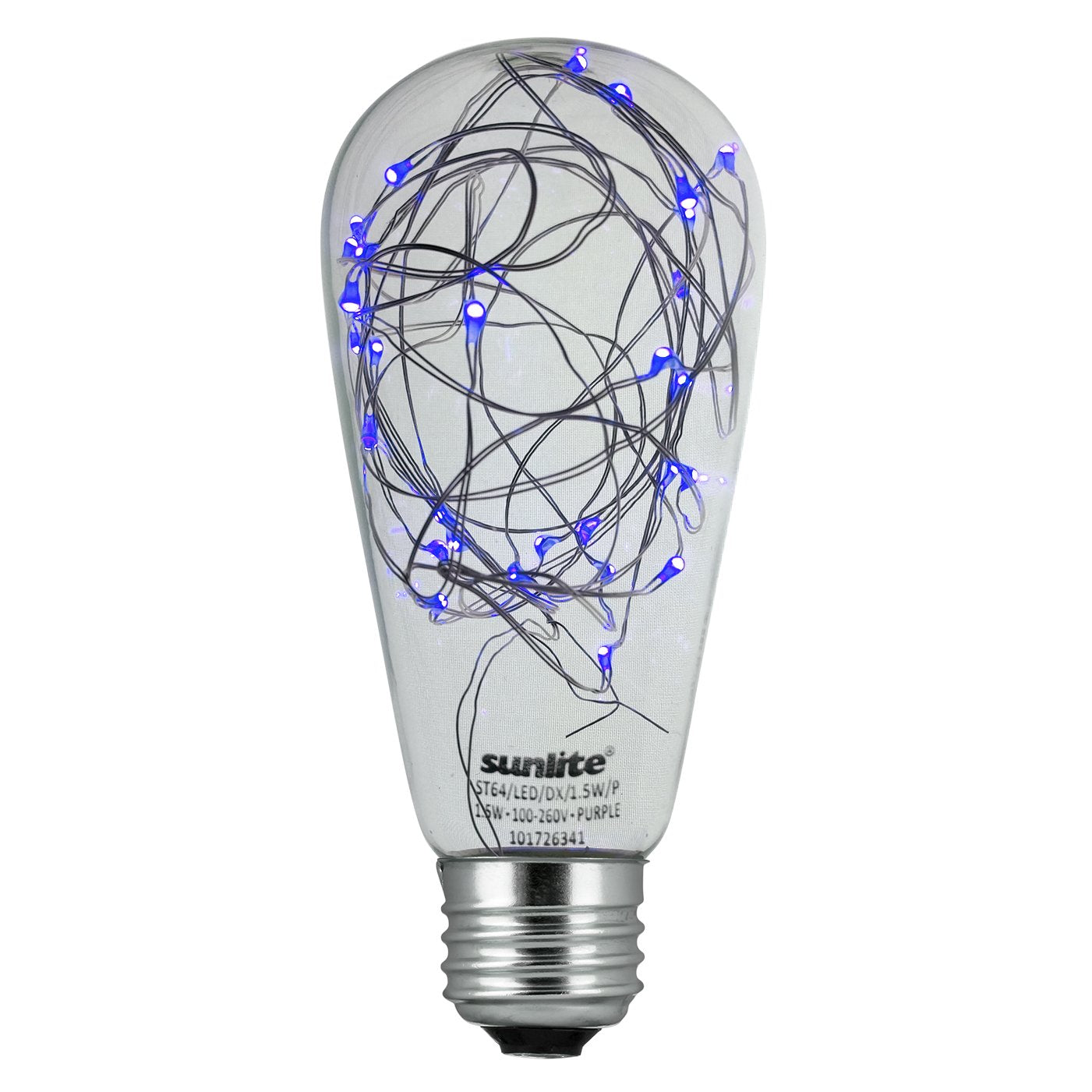 Sunlite 81190 ST64 Edison Bulb  LED Fairy-Lights Inside  1.5 Watts  Medium (E26) Base  Non Dimmable  Party Decoration  Holiday Lighting  String Light  Blue  1 Count