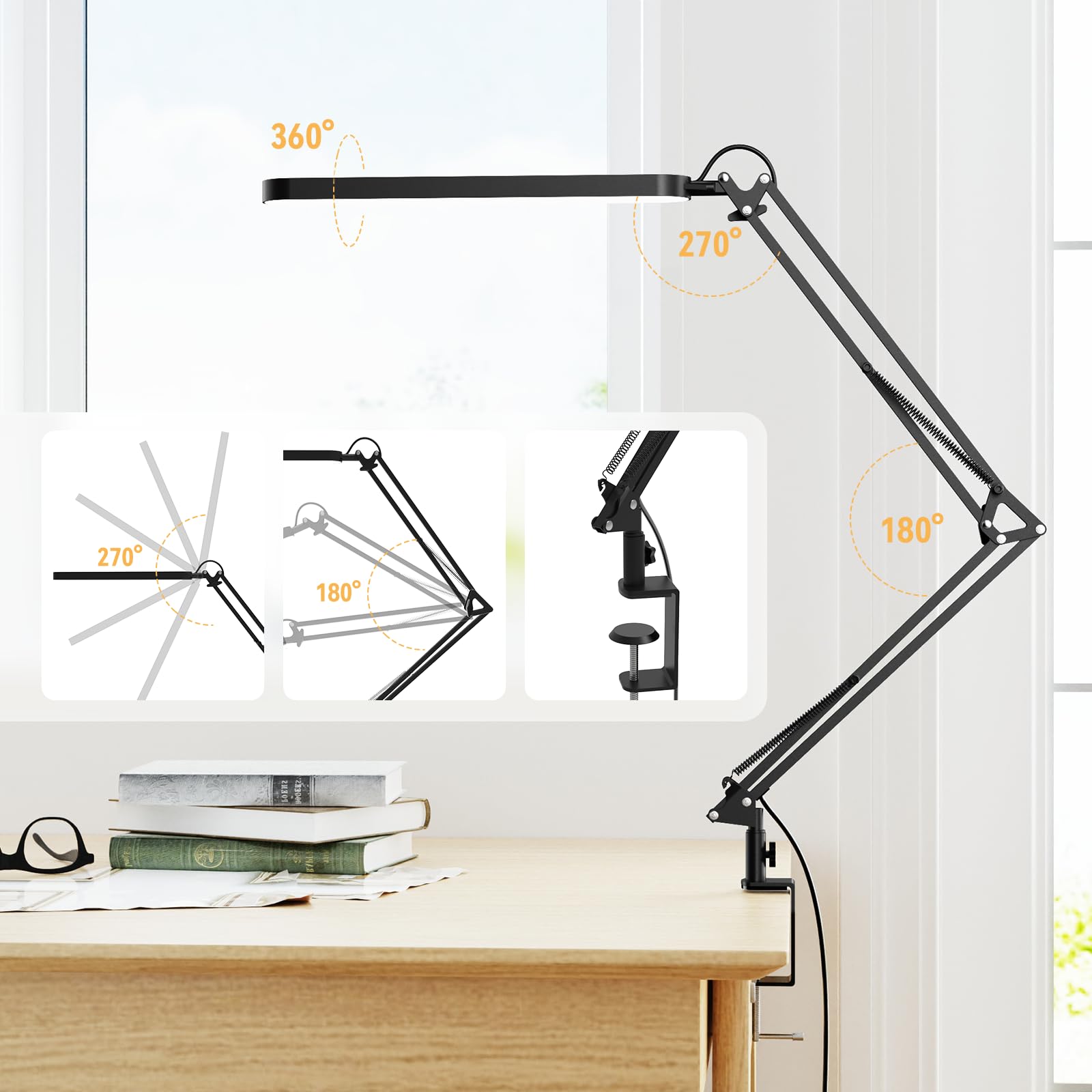 Skyleo Led Desk Lamp - Desk Light For 31.5'' Tall - 5 Color Modes X 11 Brightness Levels - Adjustable Swing Arm - Timmer & Memor