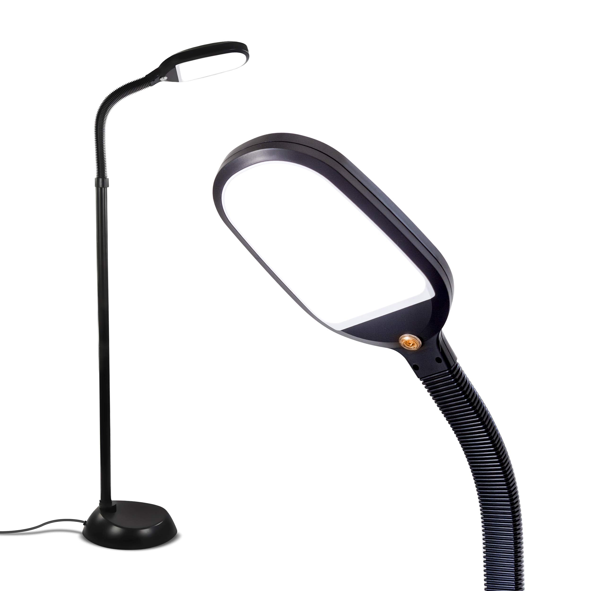 Brightech Litespan LED Floor Reading Lamp - Adjustable, Jet Black, Model LTSPNBK, Ideal for Crafts, Living Room, Bedroom, Office