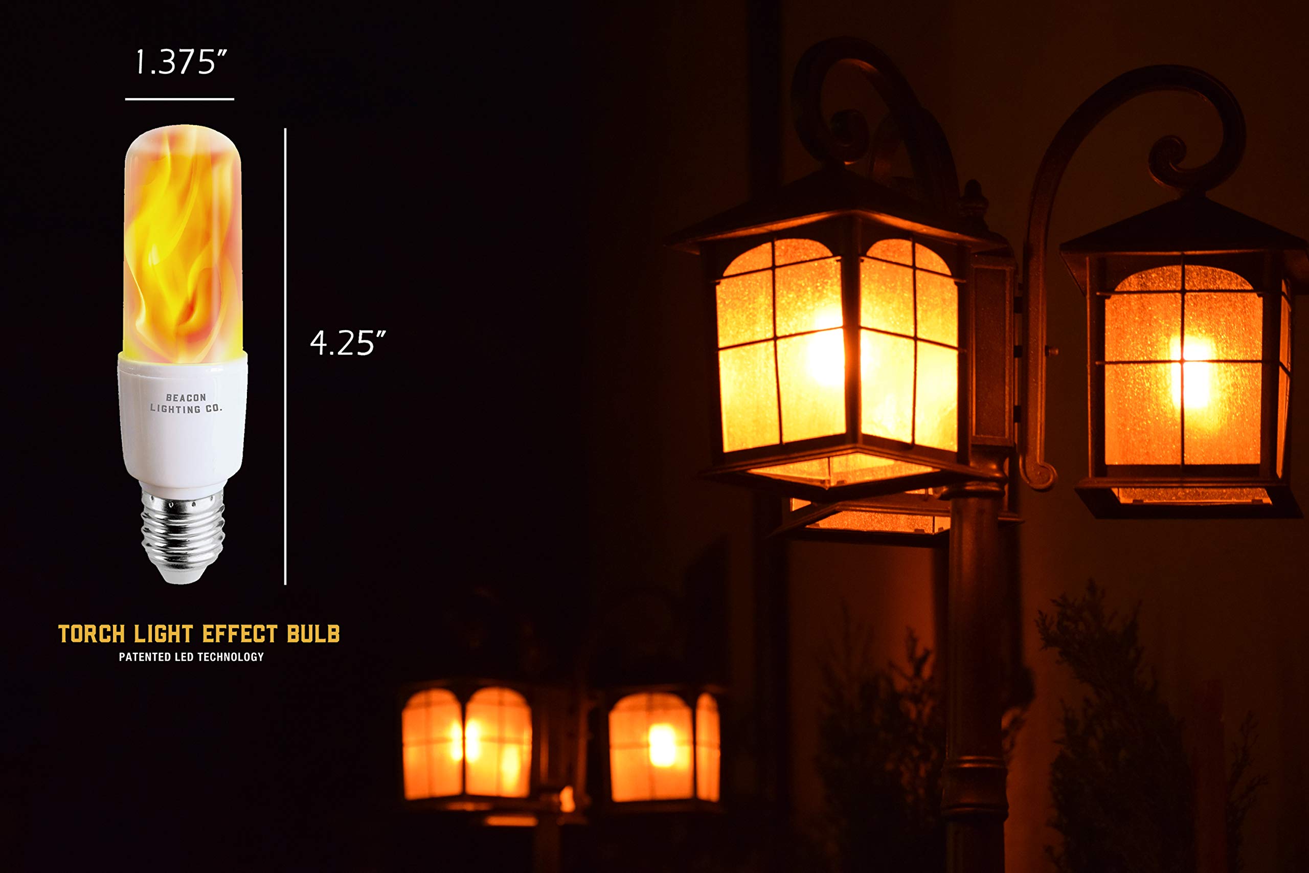 HoogaLife E26 LED Flame Light Bulbs, Warm Flickering Effect, 2 Pack, Copper, Ideal for Indoor & Outdoor Holiday Decorations