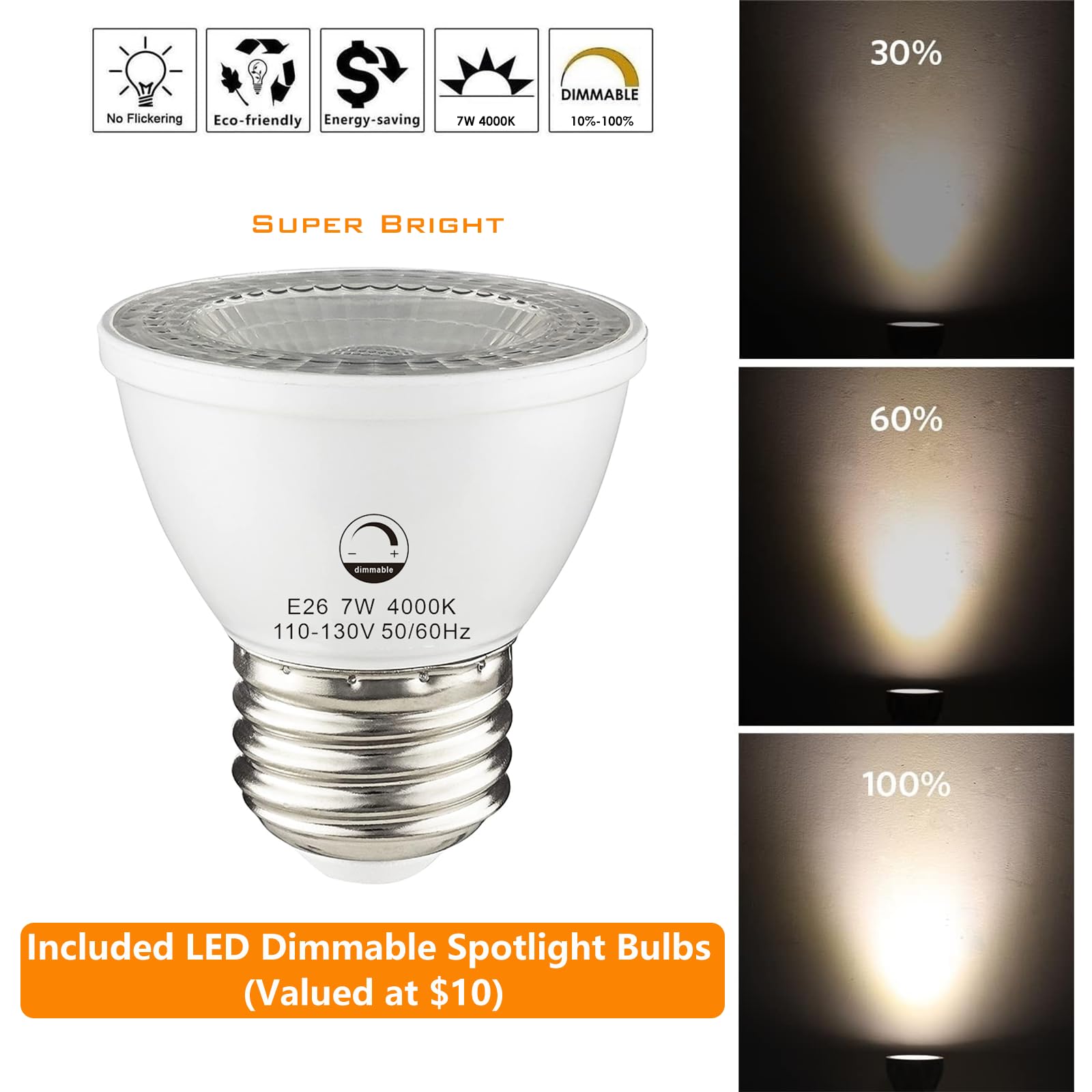 Vivihobb Dimmable Plug In Track Light Black 4 Light Plug In Ceiling Lighting Fixture With 16.4 Long Cord 4 Way Ceiling Spotlight Rotatable Wall Mount Light Head Led Dimmable Spot Bulbs Included