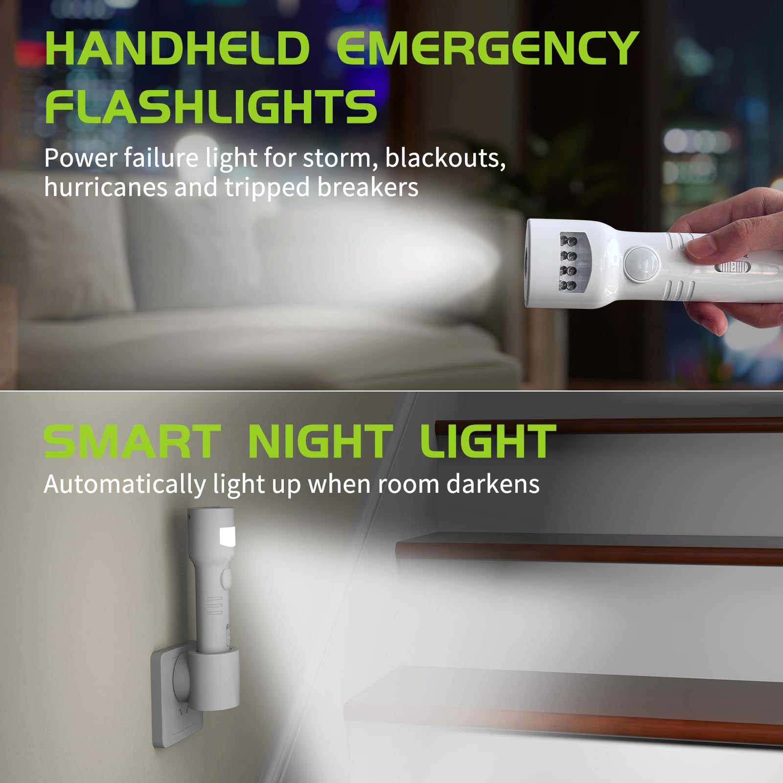 Naturalrise Motion Sensor Night Light,4 In 1 Led Rechargeable Plug In Flashlights & Nightlight,Led Emergency Power Failure Night