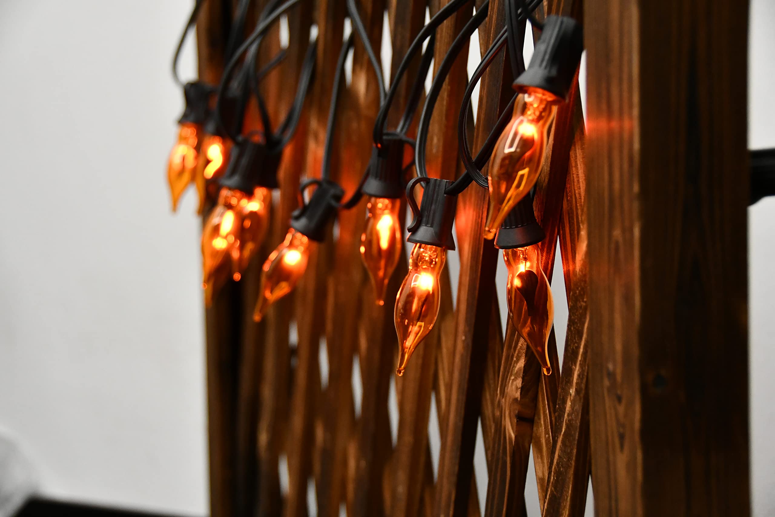 Abeja C18 Orange Flame Light Bulbs, 12 Pack Flicker Flame Shaped, Glass, E12 Base, Ideal for Halloween and Christmas Decor