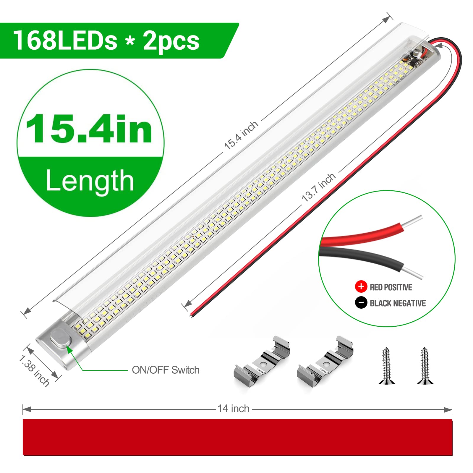 Ct Capetronix 12V Led Interior Light Bar, 168Leds 1700Lm 10W, Dc 12 Volt Led Strip Lights With On/Off Switch, For Enclosed Cargo