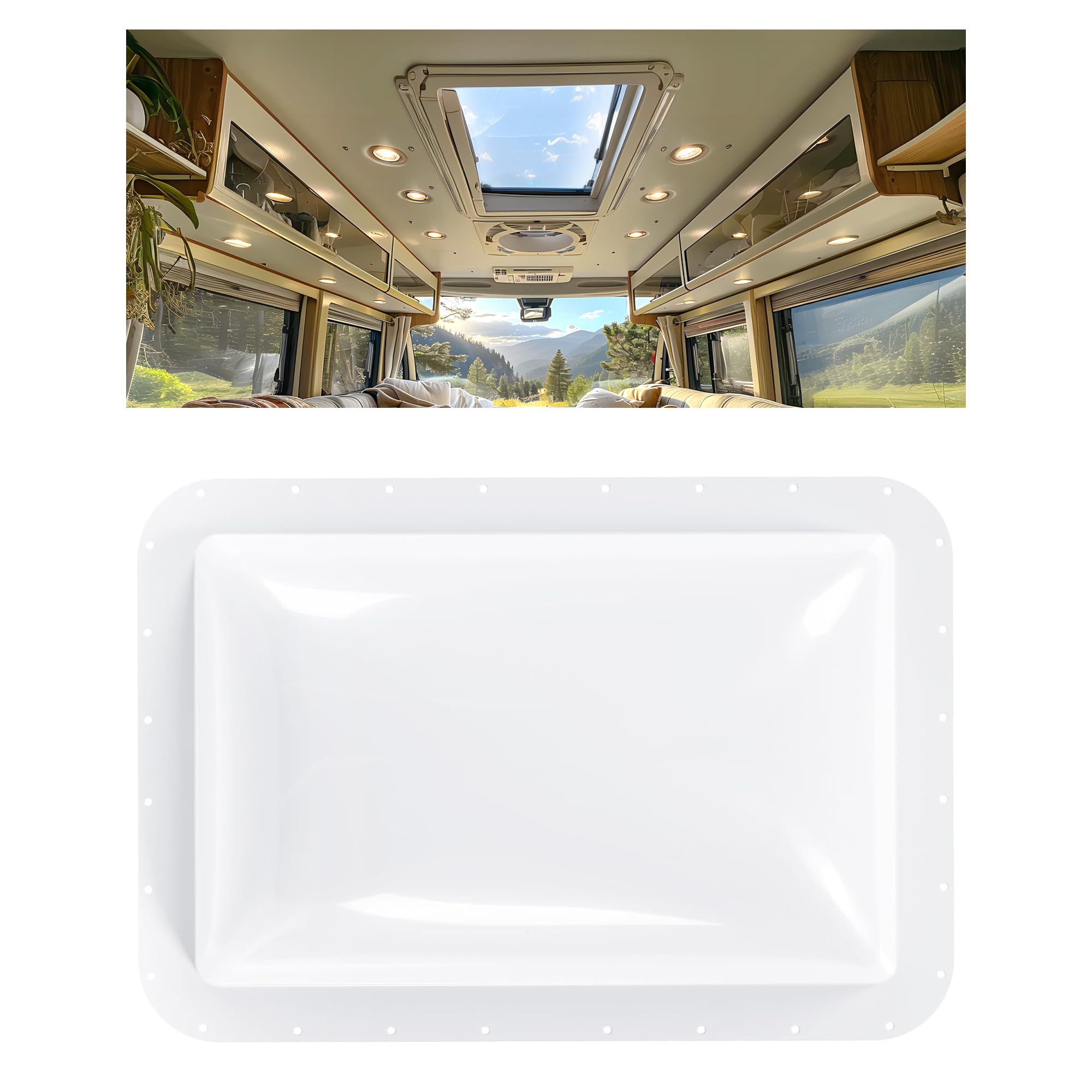 HECASA RV Skylight Replacement Cover, 18" x 26", Polycarbonate, White, Fits 14" x 22" Openings, Model VC-LYAP-737-1