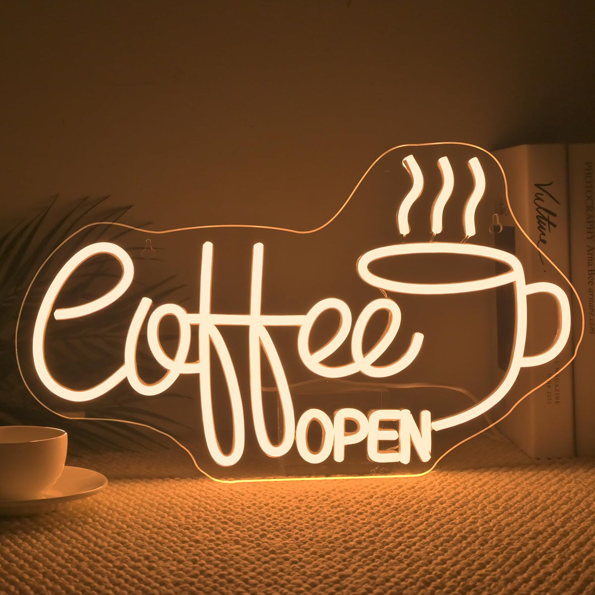 Ineonlife Coffee Open Neon Sign Light Up For Wall Decor Modern Led Sign For Coffee Bar Small Acrylic Art Decor For Cafe Business