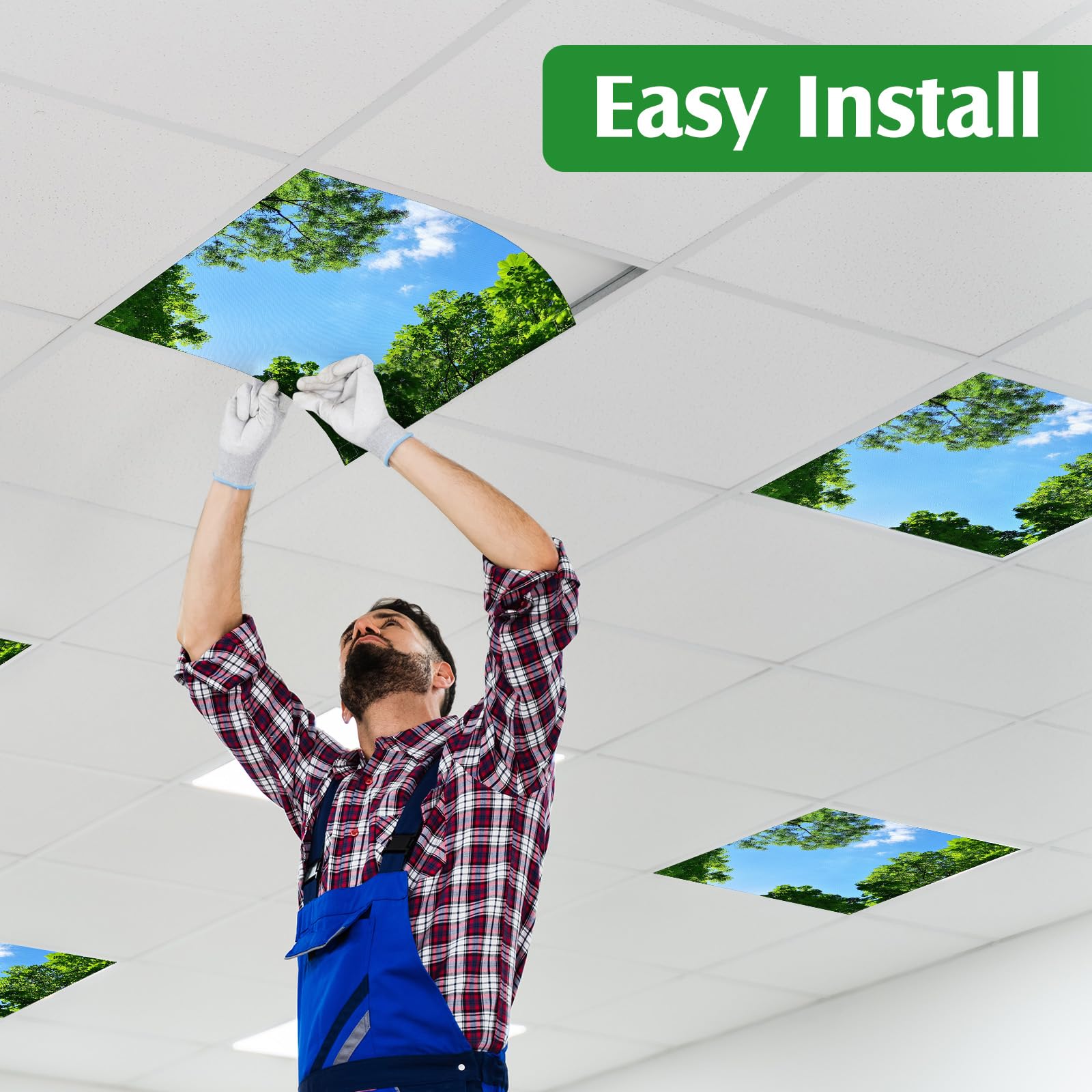 Kittmip 6 Pcs Fluorescent Light Covers with 48 Magnets, 2 ft, 100D Polyester, Green/Blue/White