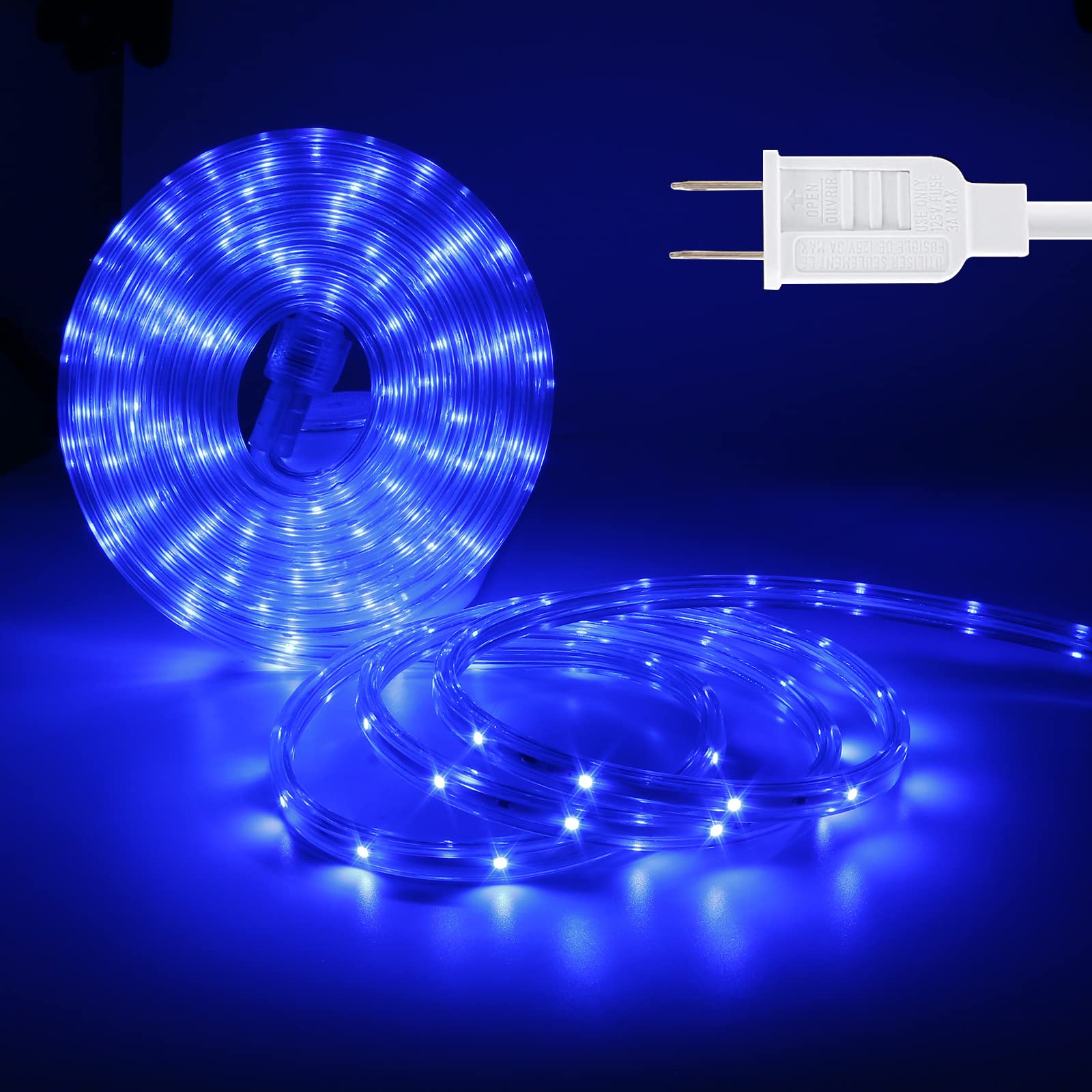 Areful LED Rope Lights, 33ft Blue Flexible Strip, Waterproof Connectable Lighting for Home, Garden, Patio Decoration