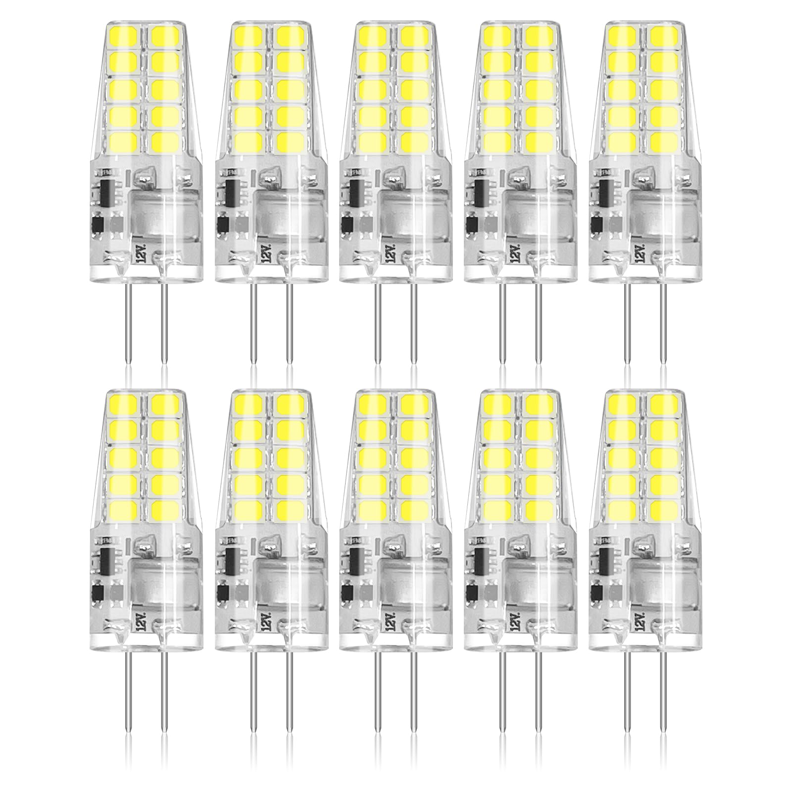 Bubo 10 Pack G4 Led Bulb 2W Equivalent 30W 6000K Daylight 250 Lumens 360Beam Angle, T3 Halogen Bulb Replacement Landscape Bulbs,
