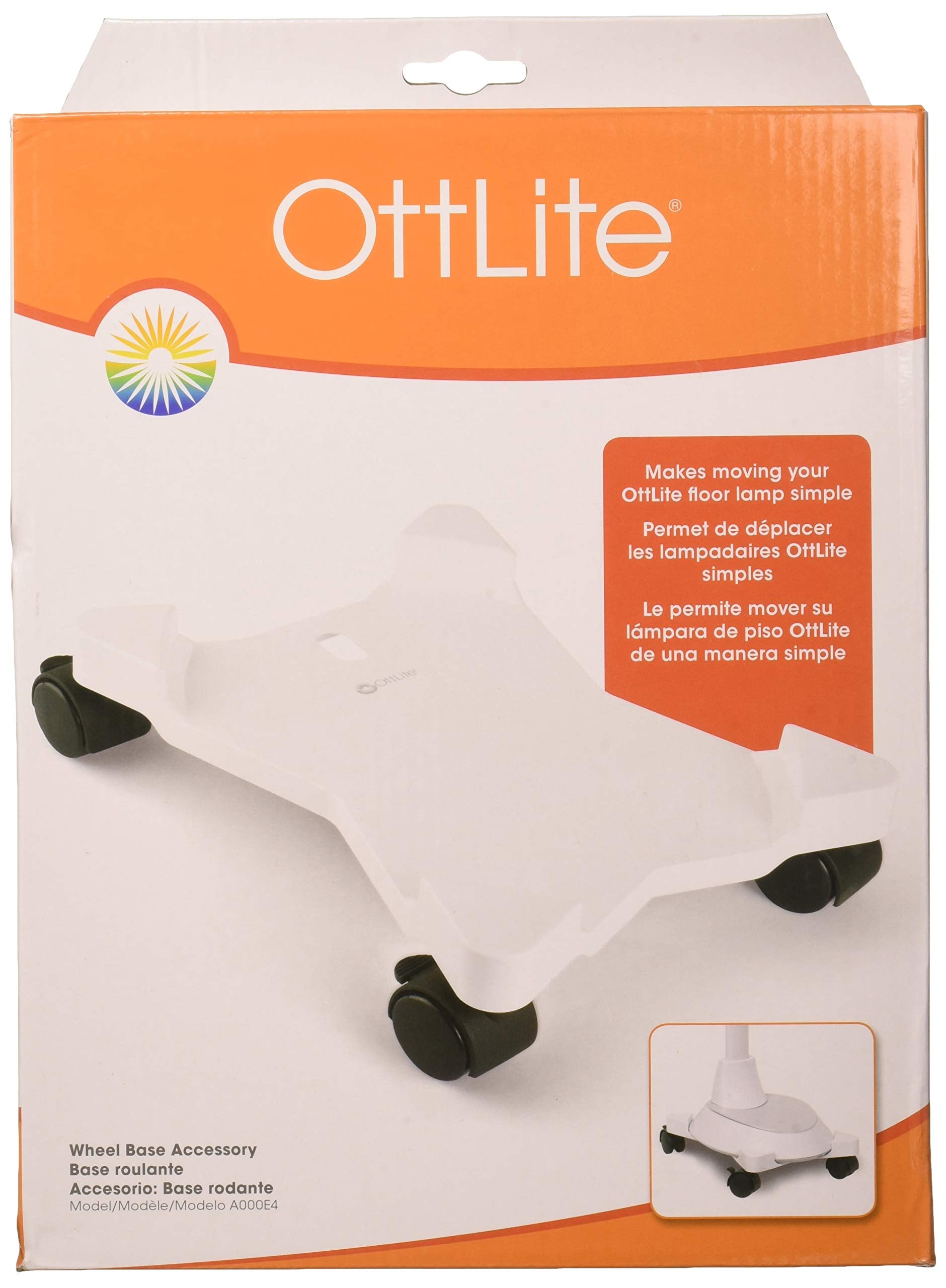 OttLite Wheel Base Accessory for Floor Lamps - Portable Rolling Lock Wheels, White, Model A000E4