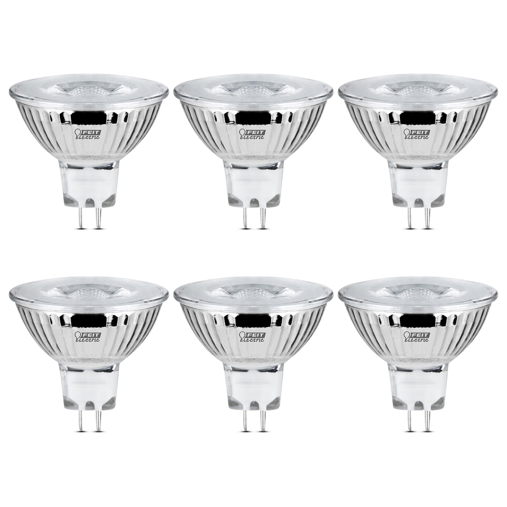 Feit Electric 6W LED Bulbs with 50W Equivalent, Dimmable, MR16 Light Bulbs, 22 Yrs. Lifetime, 500 Lumens, 5000K Daylight, 6 Bulb