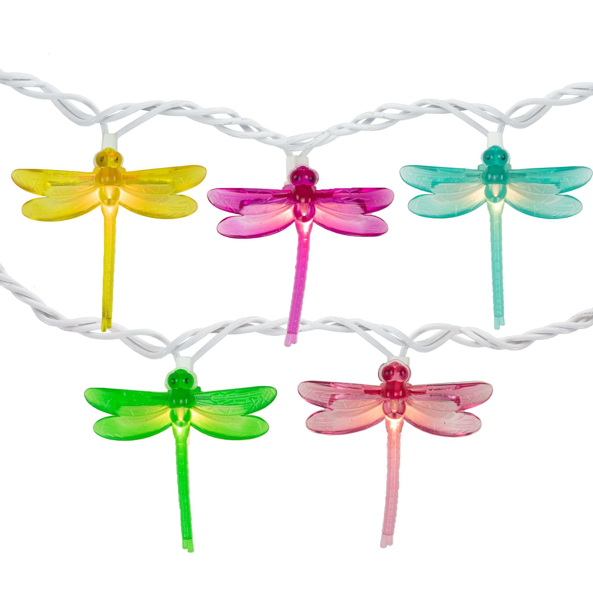 Northlight 10-Count Dragonfly Patio Lights - 7.25ft White Wire, Pink Plastic