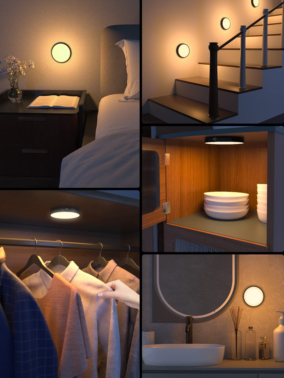 WILLED Tap Light Rechargeable, 3000K Dimmable Touch Light Buit-in 1000mAh Large Battery, Stick on Closet Light, Portable LED Puc