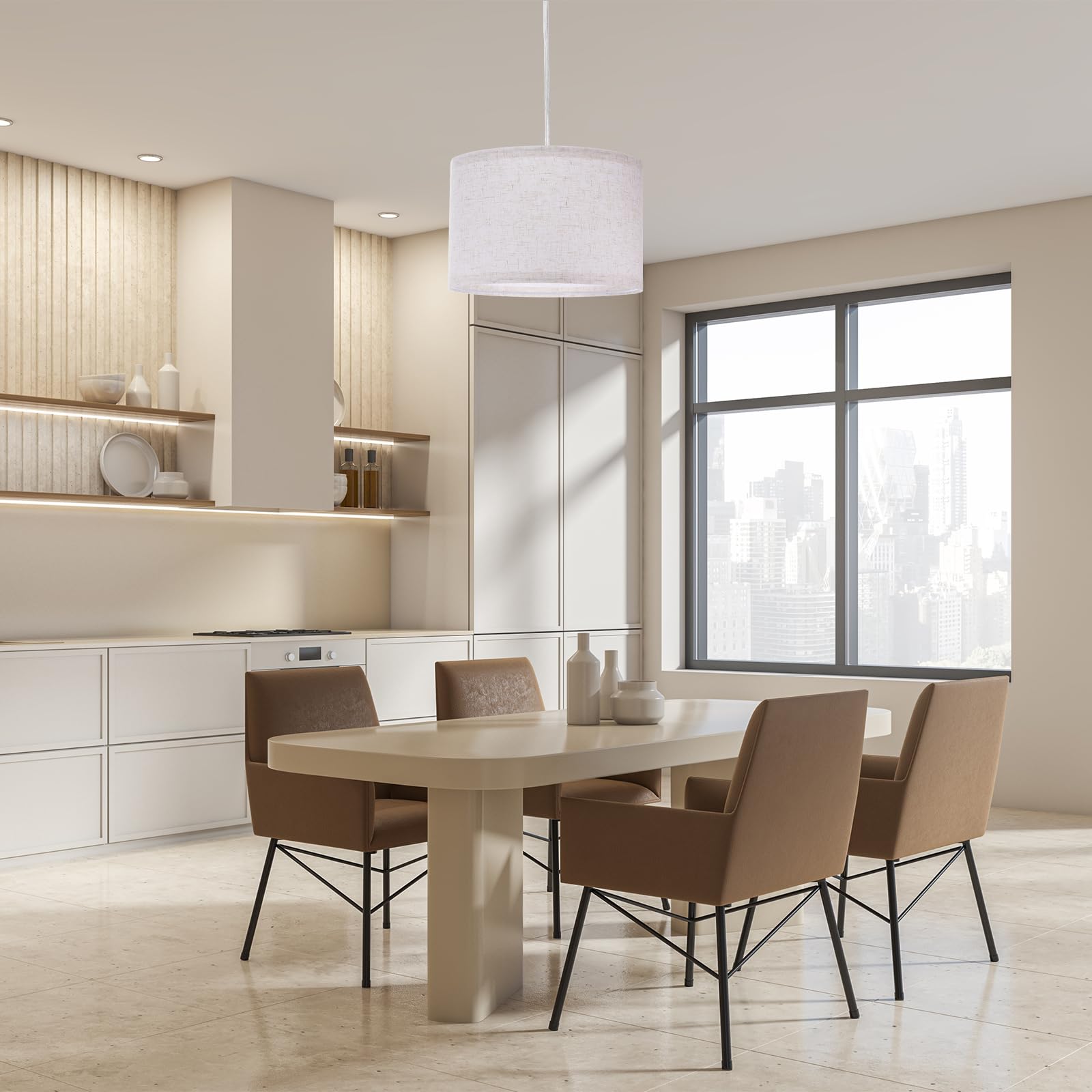 Patikil Plug In Pendant Light, 15Ft Rope Cord Hanging Lamp Fixture Gray Blue