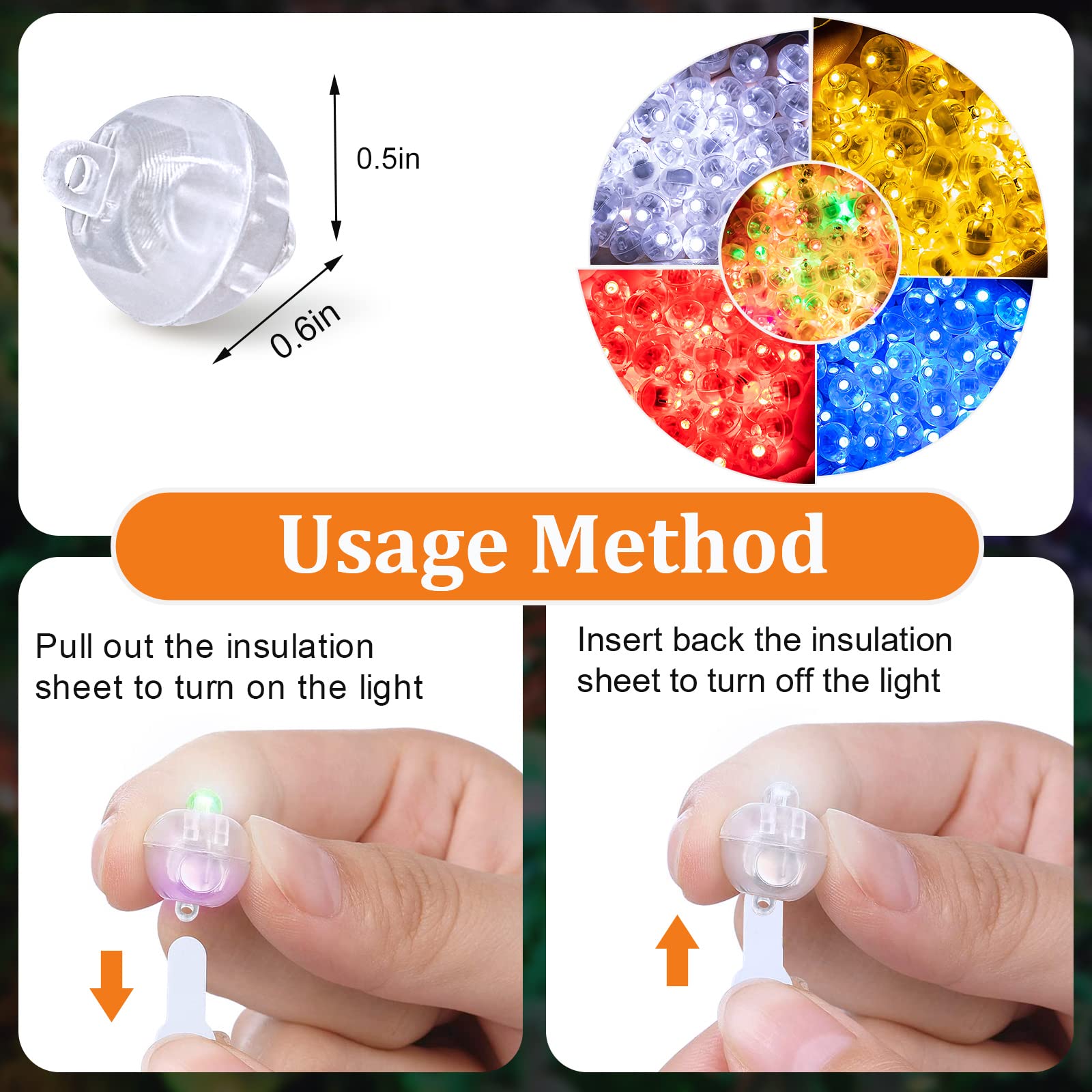 Aogist 100 Pcs Flash Assorted Colors Hanging Balloon Light, Mini Ball Lamp Round Tiny Led Light For Paper Lanterns Balloons Birt