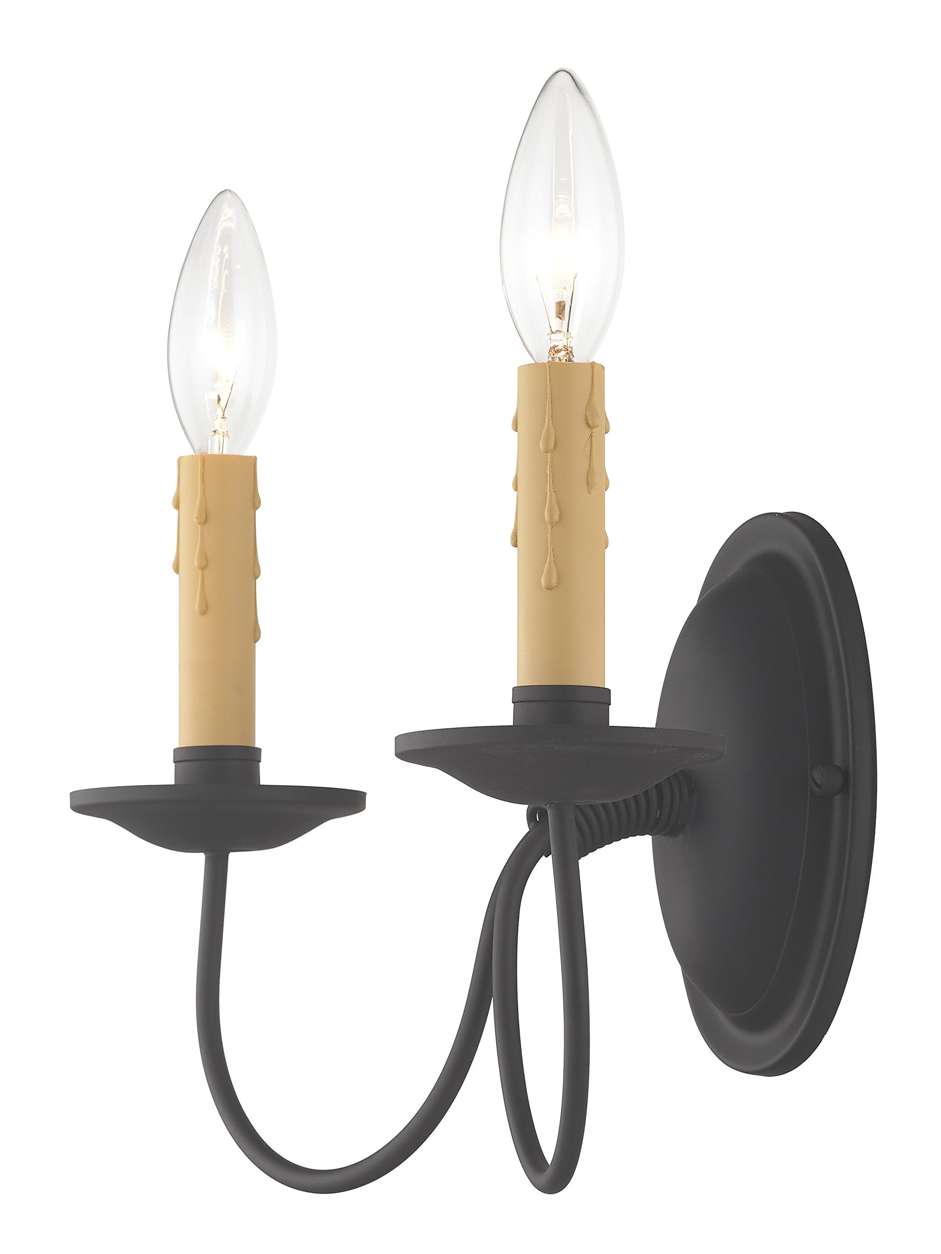 Livex Lighting Heritage 2 Light Wall Sconce, Black, Alloy Steel, Model 4452-04
