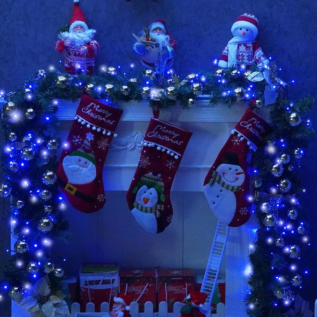 Yeguo 500 Led Christmas Lights, 165Ft Blue And White Waterproof String Lights, 8 Modes Indoor/Outdoor Decor