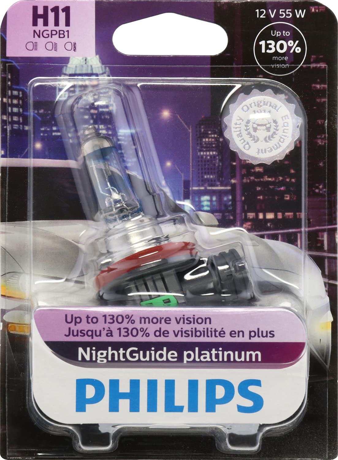 Philips Automotive Lighting H11 Nightguide Platinum Upgrade Headlight Bulb, Pack Of 1