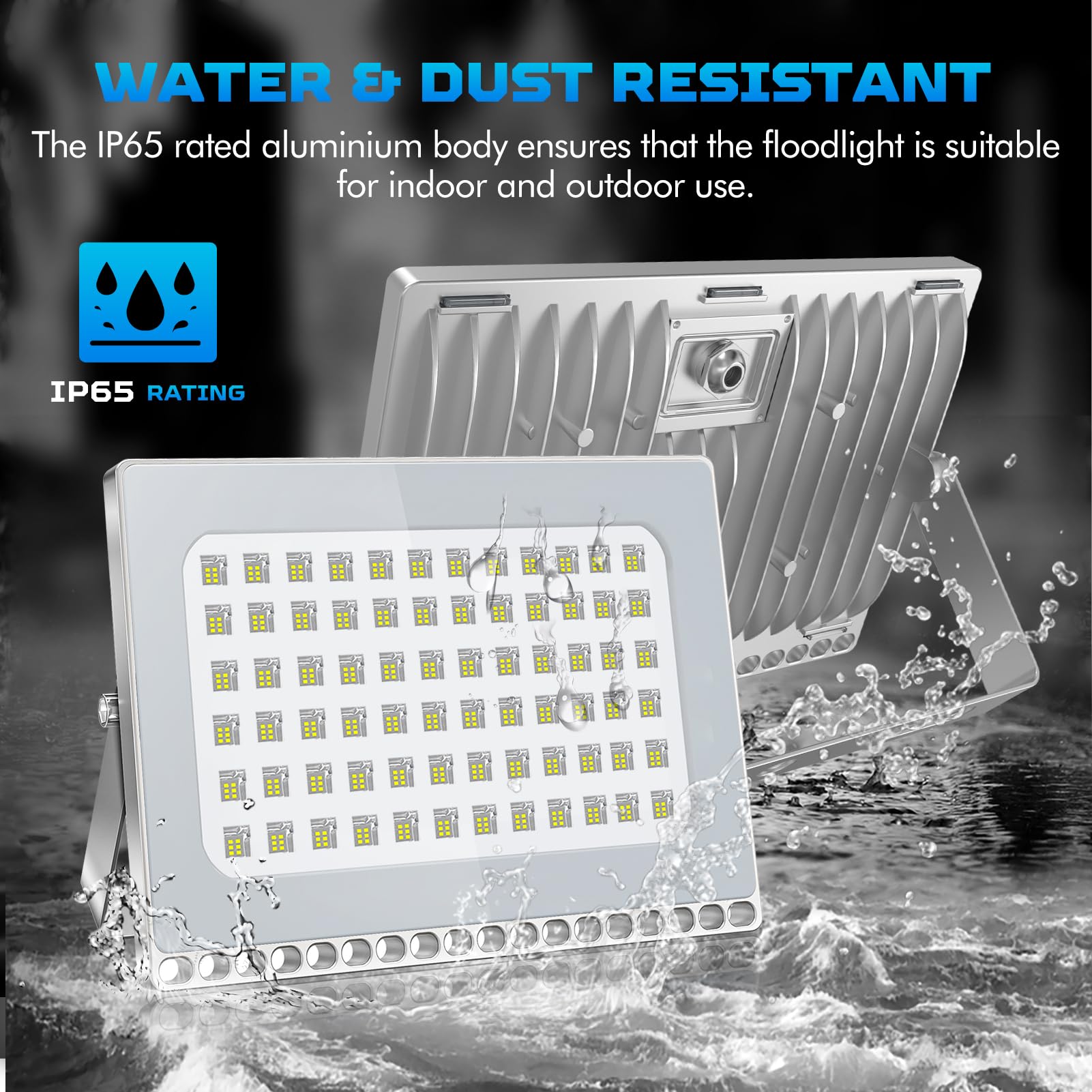 Viugreum 500W LED Flood Light - IP67 Waterproof, 40000LM, Cold White, Slim Design for Outdoor Use - Ideal for Garage, Garden, Yard