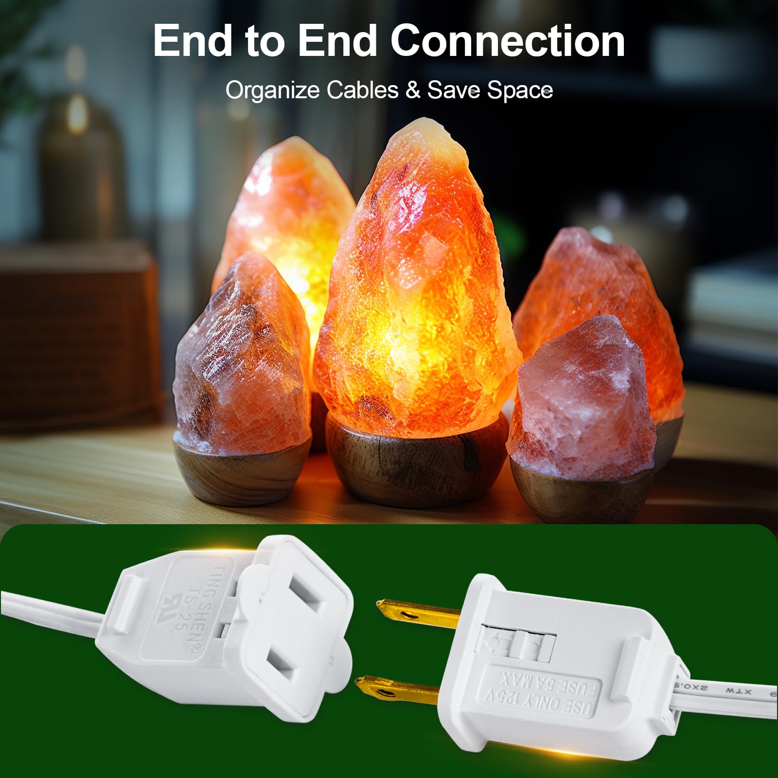 Suraielec Christmas Village Lights, 9Ft Accessory Cord With 3 Led Bulbs, Ceramic Village Replacement Lights With Switch, Connectable C7 Light Cord For Holiday Decorations, Ul Listed, Set Of 2