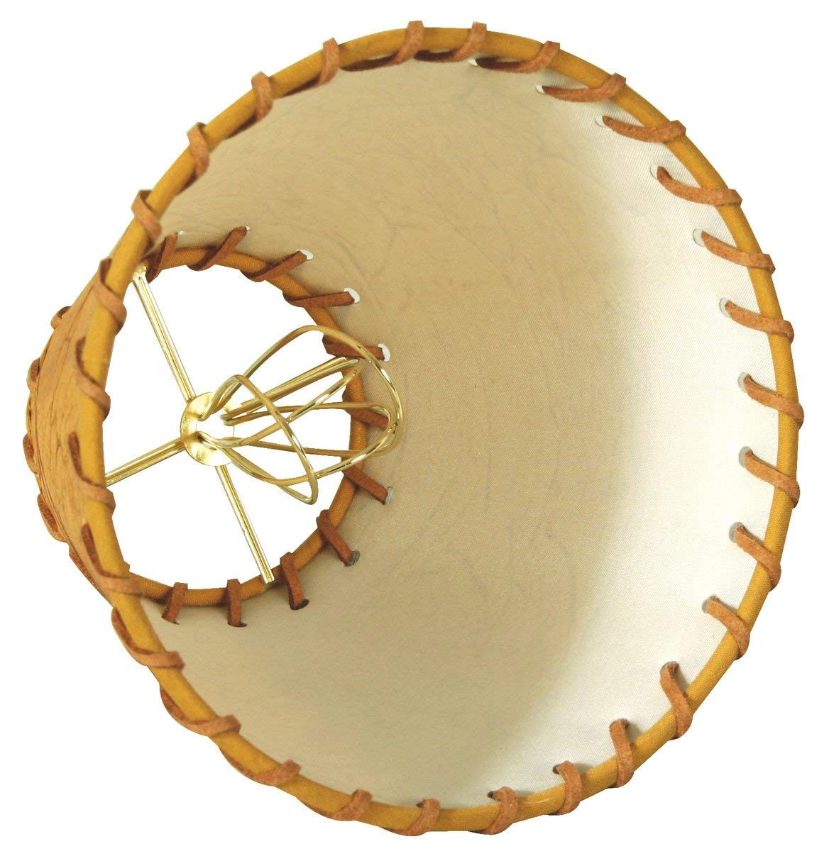 Royal Designs, Inc. Round Faux Leather Chandelier Shade CS-973, Medium Brown, 3in x 6in x 5in, Brass Material