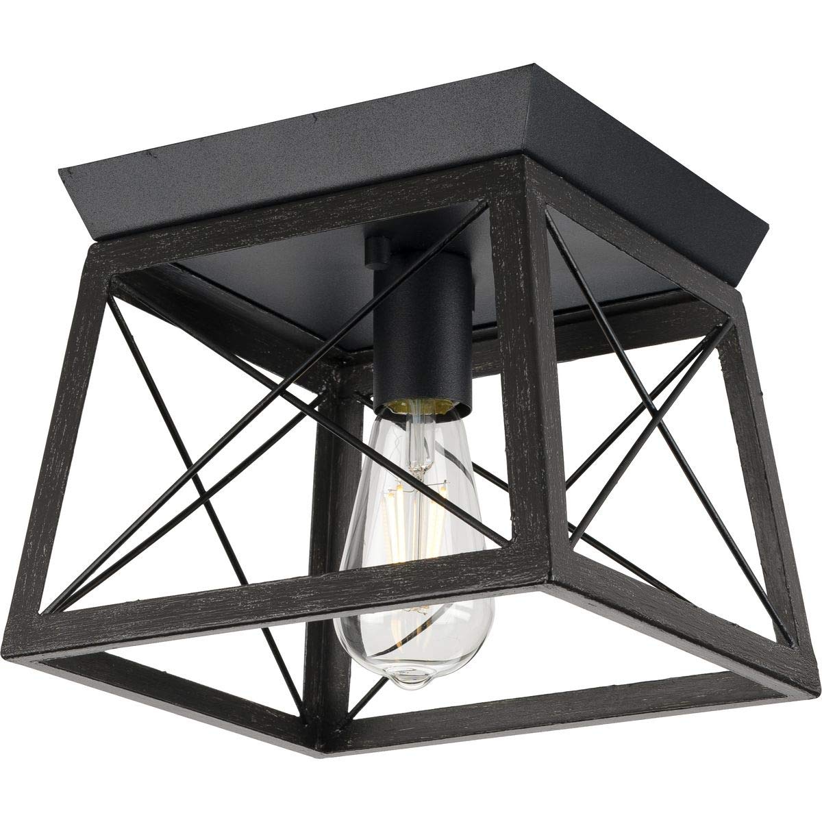 Progress Lighting 1-Light Flush Mount Ceiling Light, Cerused Black, Alloy Steel, Model P350022-031, Size 7.63x9.5x9.5