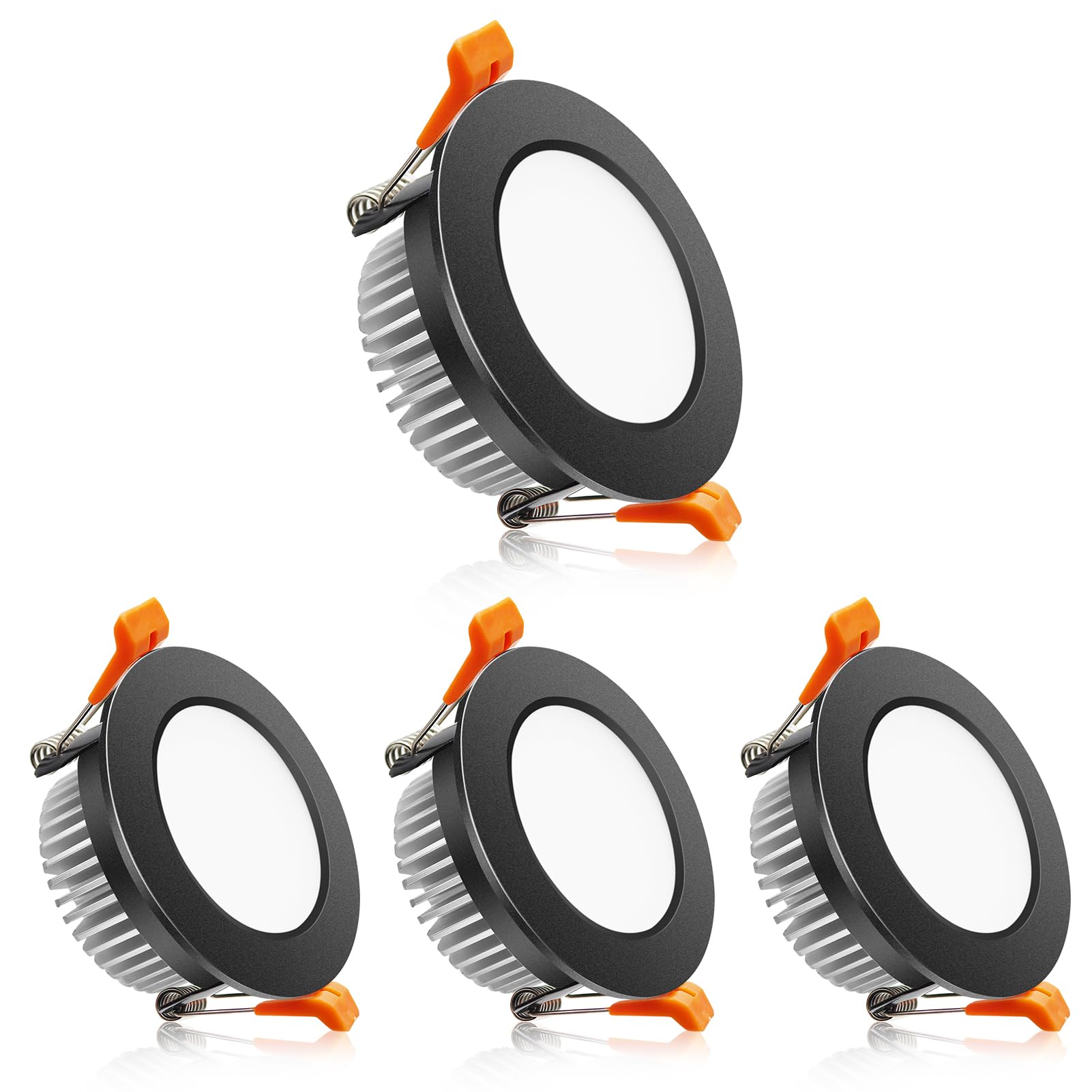 LightingWill 2 Inch LED Downlight, Dimmable Recessed Light, 3W, 2700K, Black, 4 Pack, CRI80, includes LED Driver