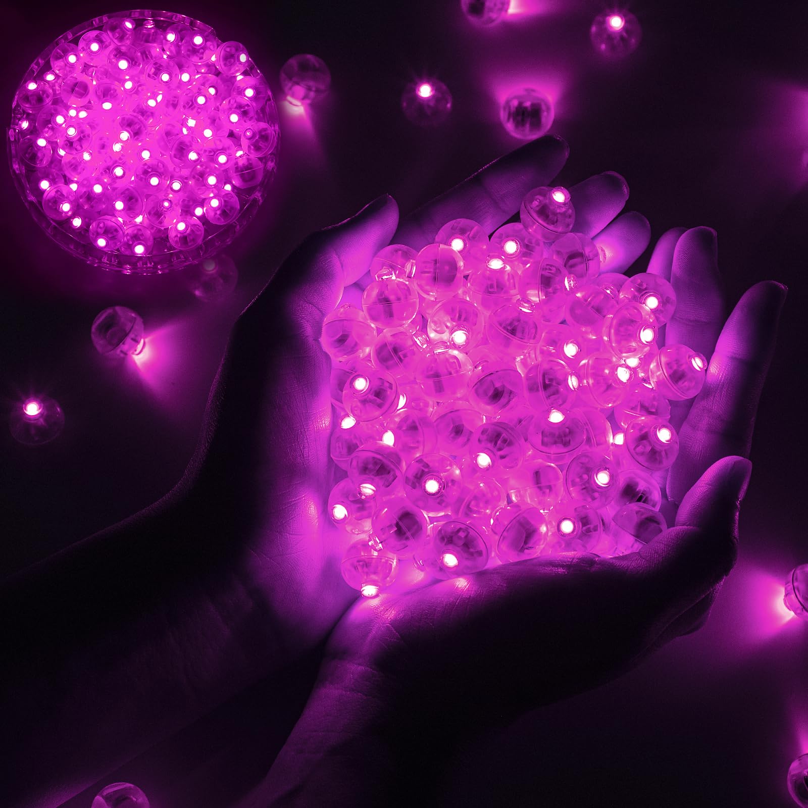 chzk 100pcs Balloon Lights Mini Led Lights Round Long Standby Time Multicolor Ball Light Paper Lantern Balloons Lights for Birthday Party Christmas Halloween Decoration (Pink, 100 PCS)