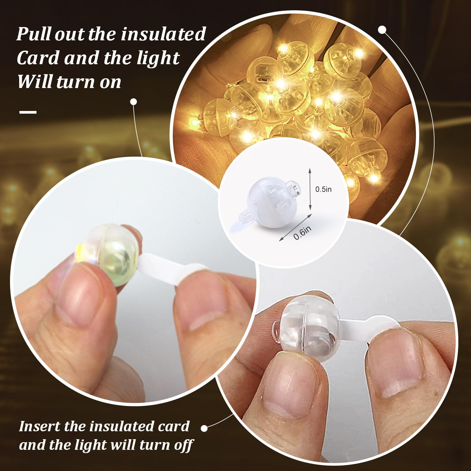 Aogist LED Balloon Light, Warm White, 50 Pcs, Round Flash Ball Lamp for Parties, Weddings, Halloween, Christmas, Model A01-Mini