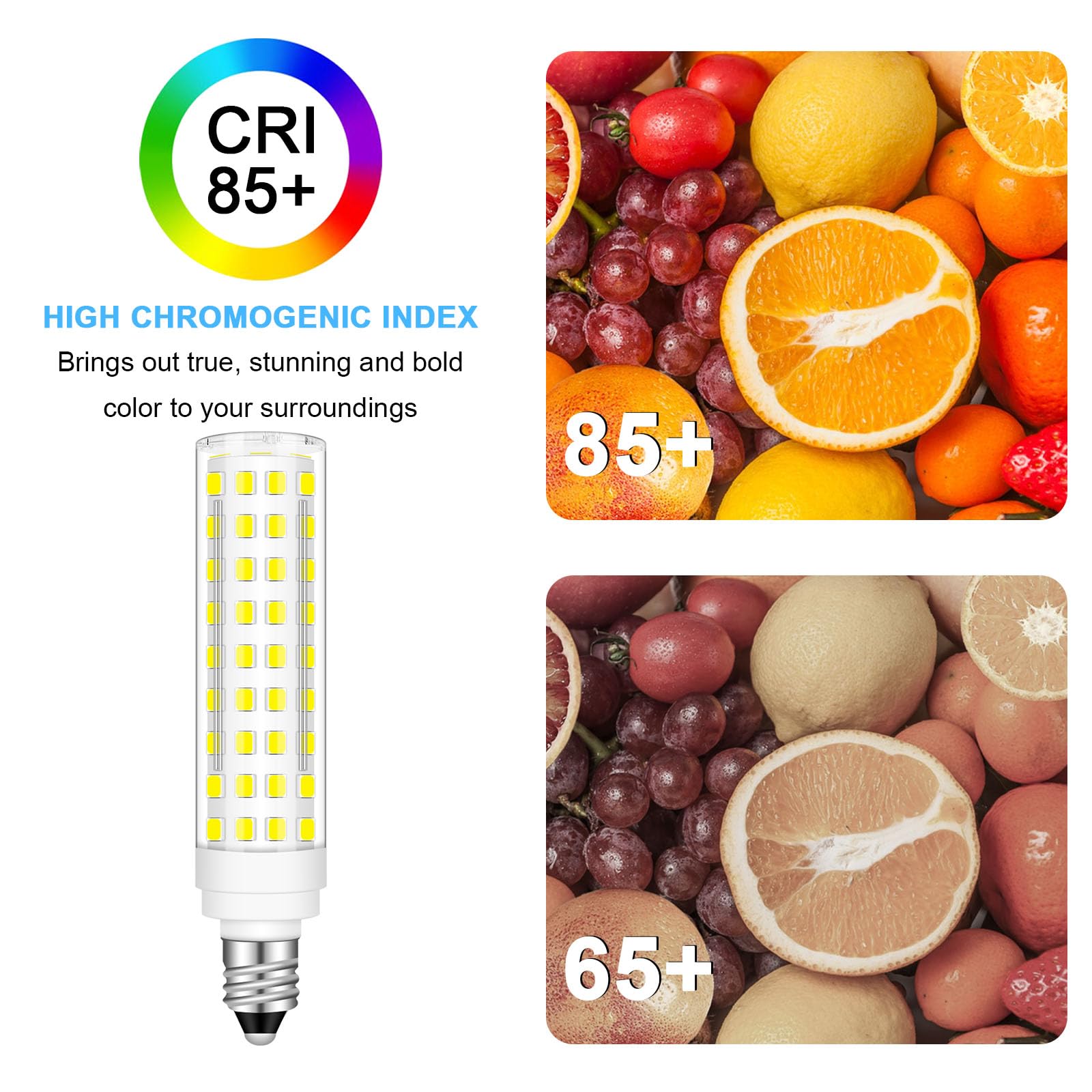 TRIJZHOU Halogen Candelabra Bulbs 100W Equivalent, Dimmable E11, Daylight White 6000K, Pack of 5