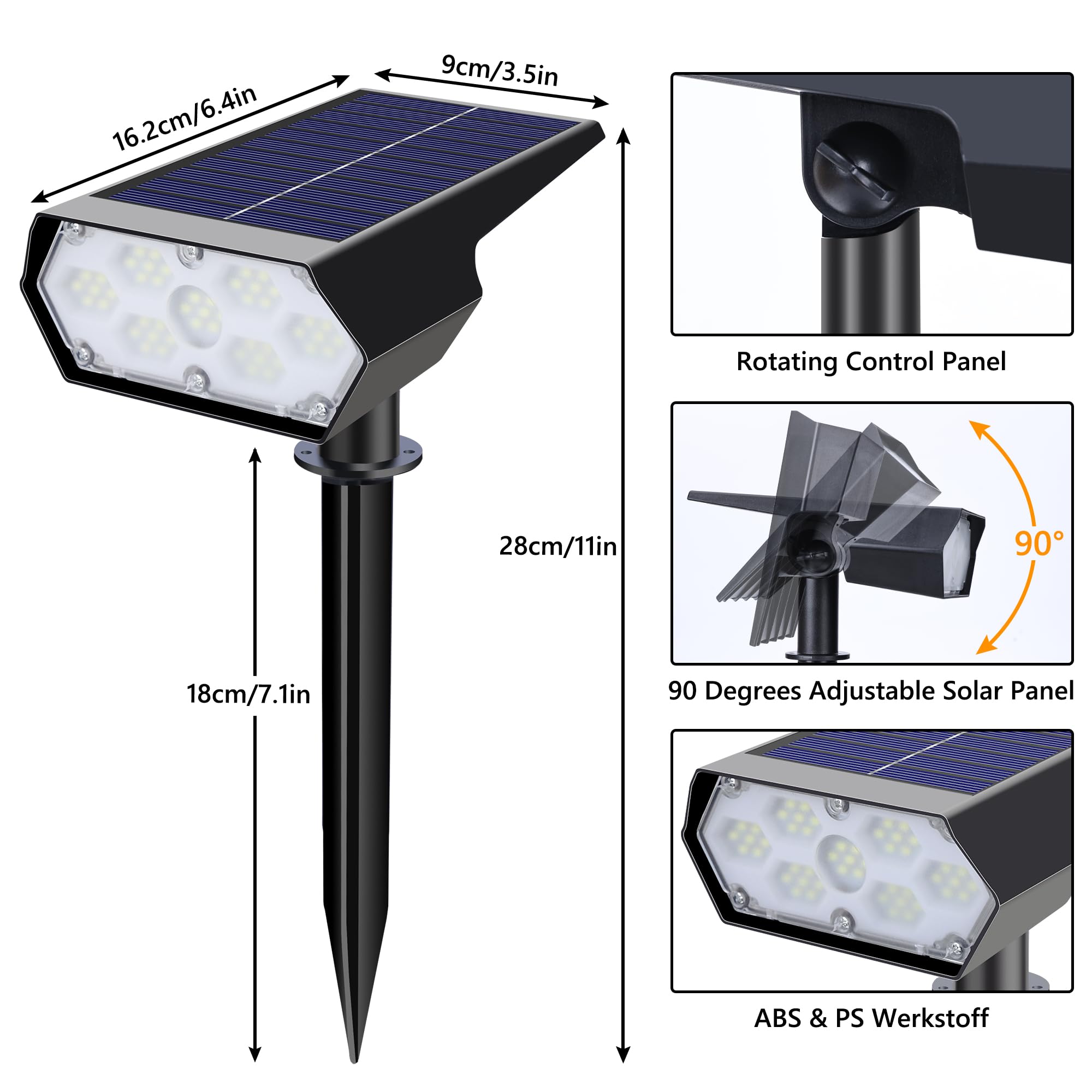 Toodour Solar Spot Lights Outdoor  4 Packs 49 Led Solar Outdoor Lights With 2 Lighting Modes  Waterproof Solar Powered Flood Lights Landscape Lighting For Yard Garden Pathway Walkway (Cool White)