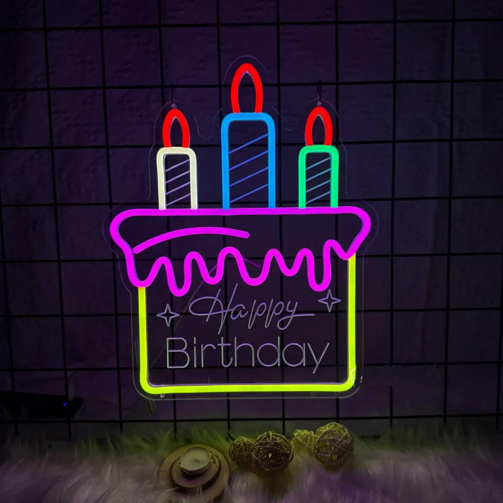Ulalaza LED Neon Sign Night Light for Wall Décor, 16.5in x9.1in , USB Powered, Cake Color