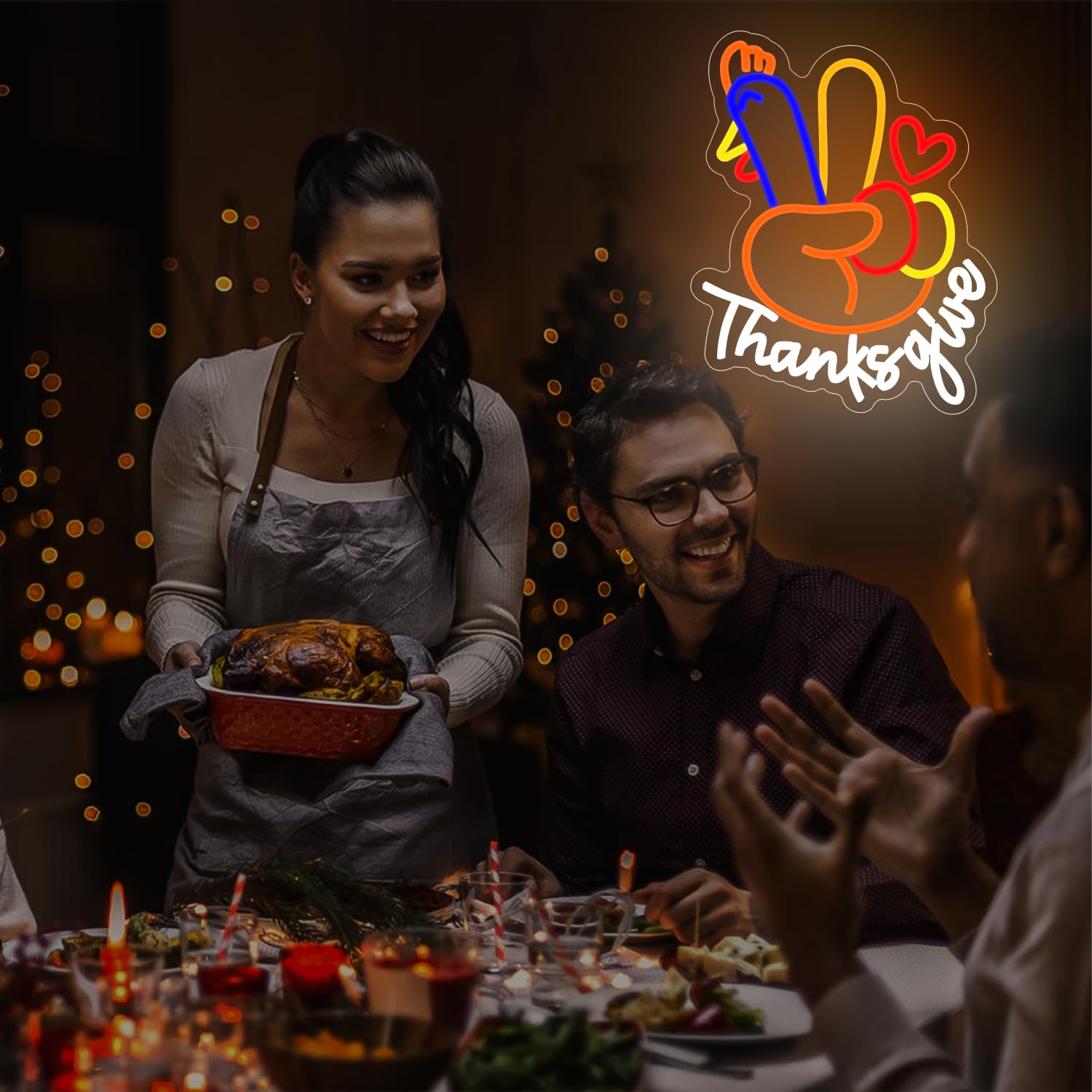 Turkey Neon Sign Thanksgiving Neon Sign Dimmable Turkey Led Light Happy Thanksgiving Led Sign For Wall Decor Turkey Neon Window Light Up Sign For Bedroom Living Room Home Decor Party Gift