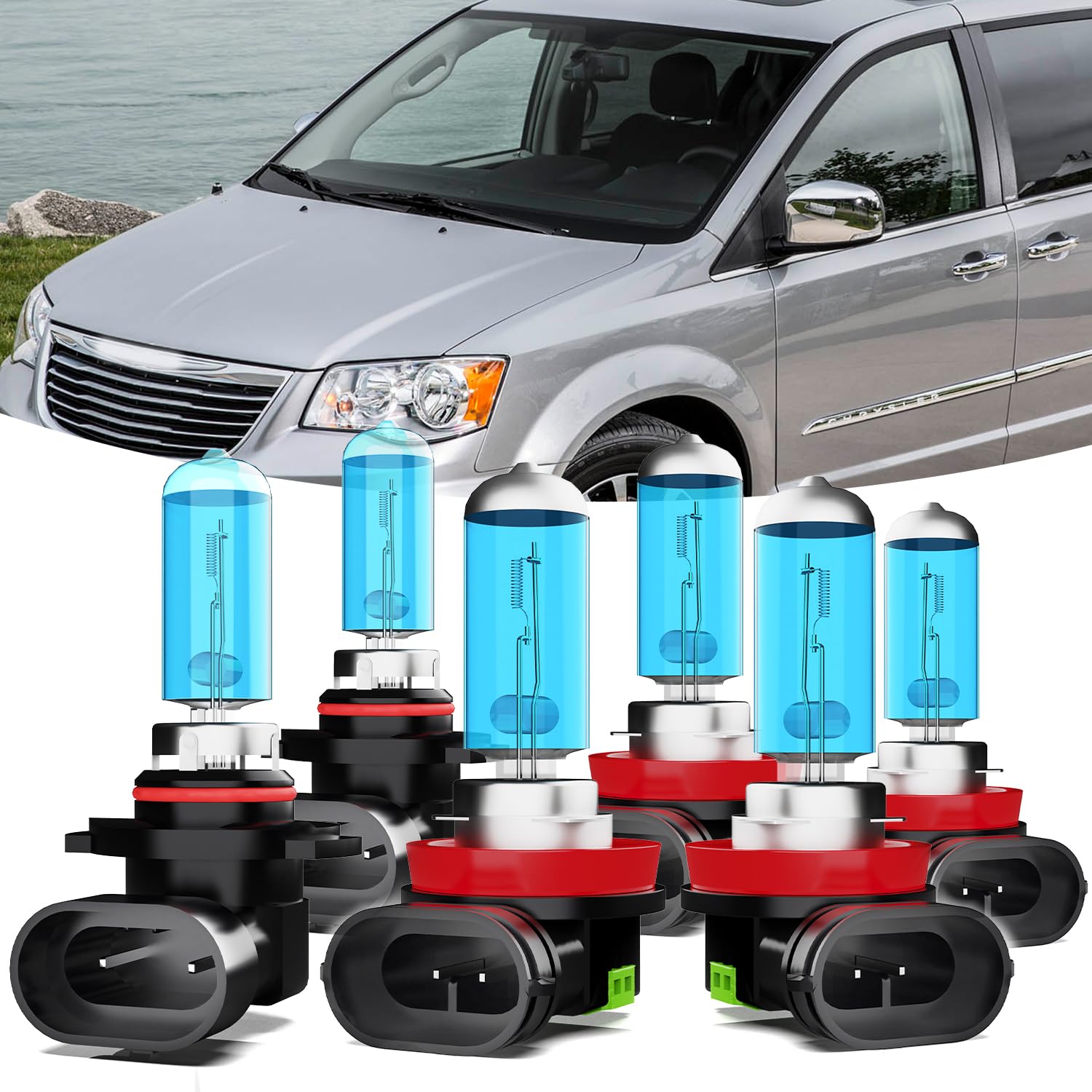 TTDBDAN Headlights Fit For Chrysler Pacifica 2017-2020 Halogen Headlight Bulbs,9005/HB3/H10 High Beam+ H11/H8/H9 Low Beam+ h11 F