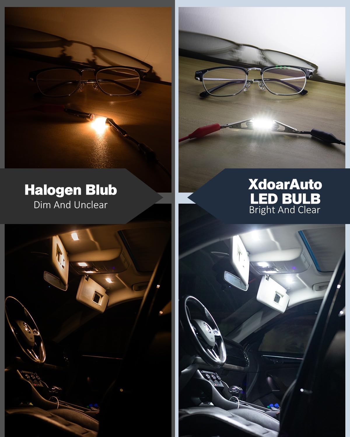 Xdoar 42 Pcs Upgraded Led Interior Car Lights Kit, Super Bright Dome Map And Door Light Bulbs, Fits 194 De3175 578 6418 T5 Led Blubs, Universal For Cars And Trucks