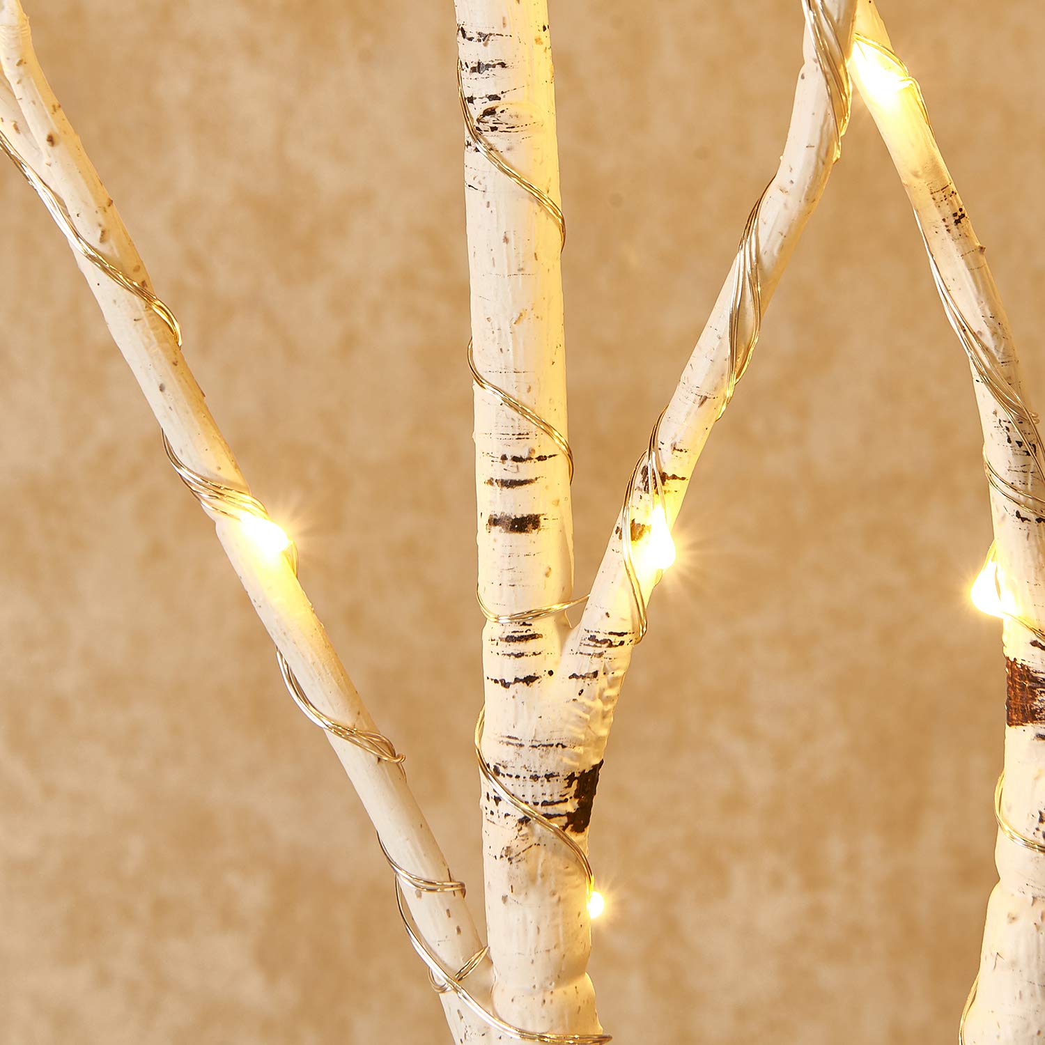 Hairui Lighted Artificial Twig Birch Branch With Fairy Lights 30In 100 Led Battery Operated, White Willow Branch With Lights For Christmas Holiday Wedding Party Decoration