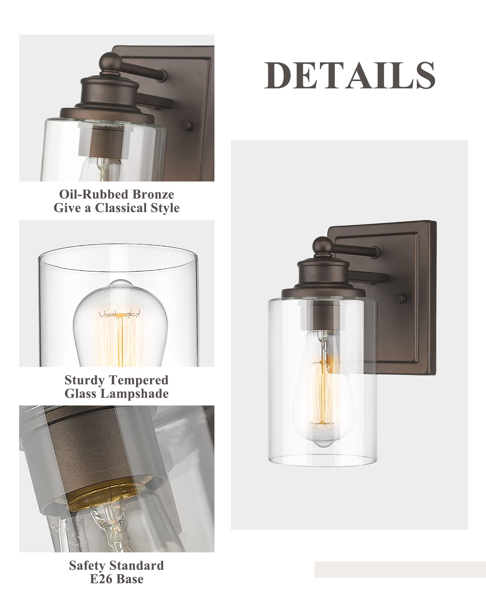 Bathroom Vanity Light  Hwh 1 Light Wall Sconce Lamp Over Mirror  Farmhouse Wall Vanity Lighting In Oil-Rubbed Bronze Finish  5Hlt63B Orb