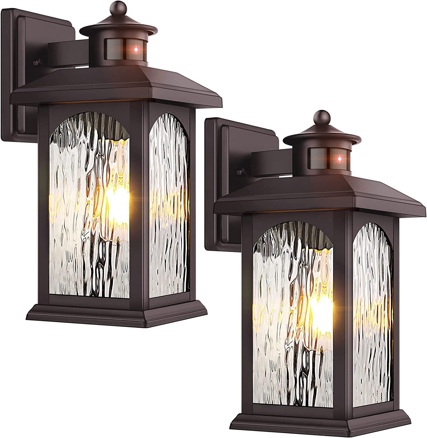 Filiyano 2-Pack Motion Sensor Outdoor Lights, Waterproof Bronze Wall Sconces For Entryway